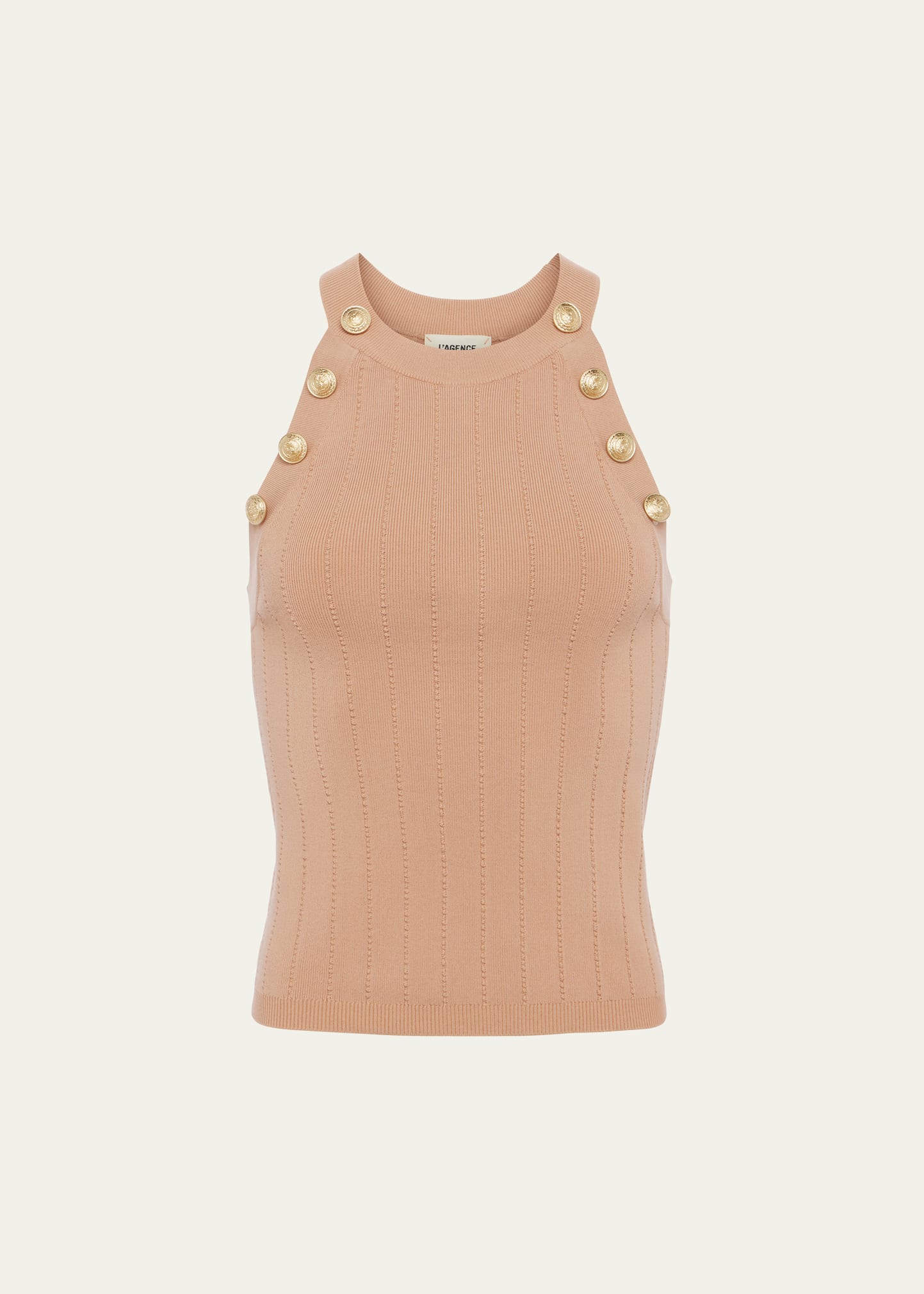 Shop L Agence Rosemary High-neck Button Tank Top In Toffee