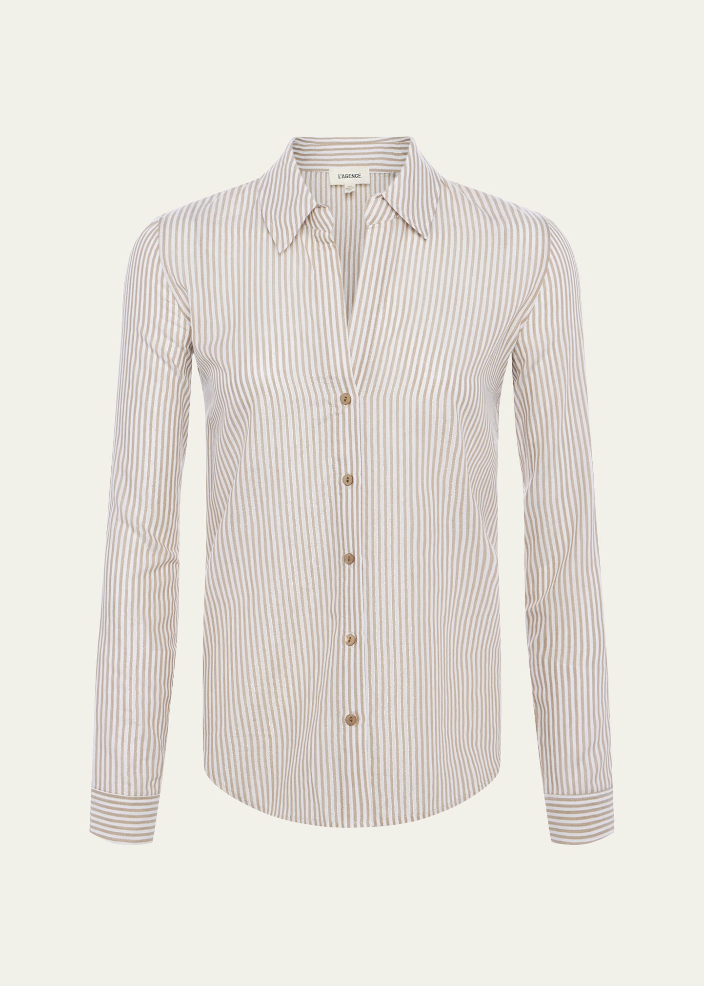 Shop L Agence Laurent Striped Button-front Blouse In Drk Cappuc