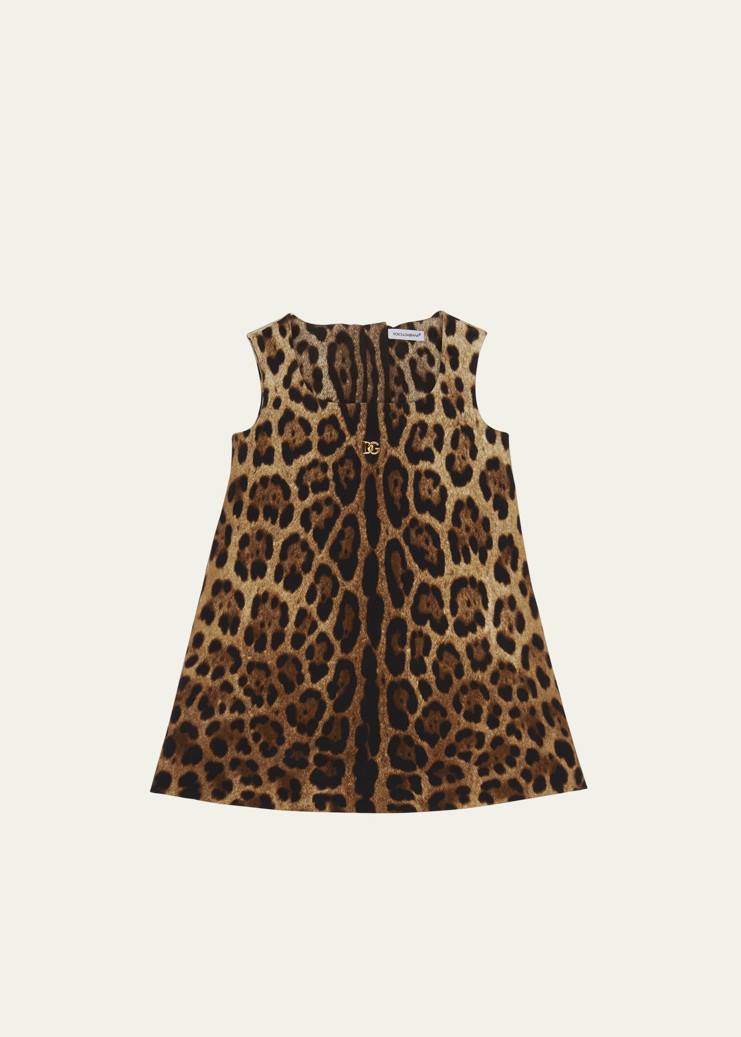 Dolce & Gabbana Kids' Girl's Leopard-print Dg Jersey Dress In Lghbrowprt