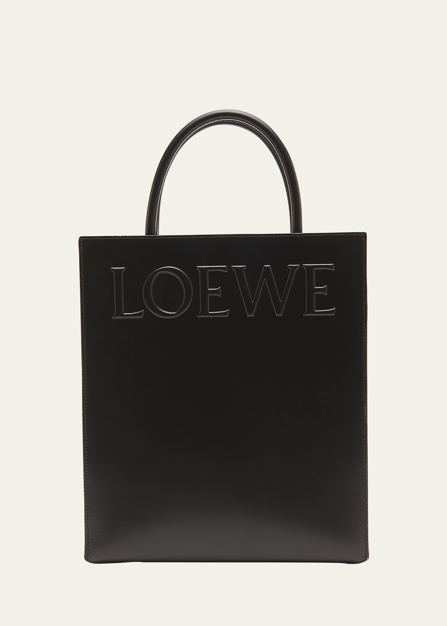 Loewe Logo North-south Leather Tote Bag In Black
