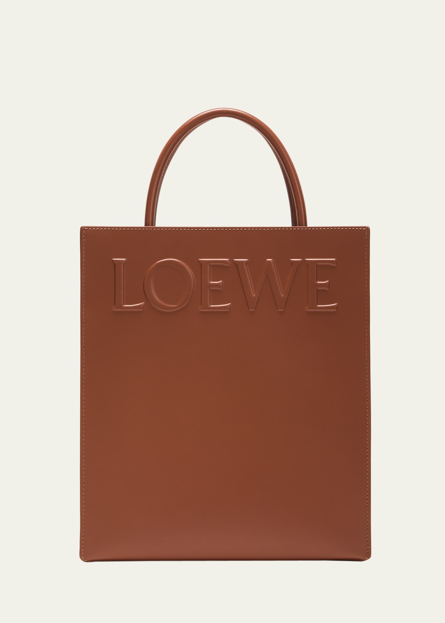 Loewe Logo North-south Leather Tote Bag In Tan