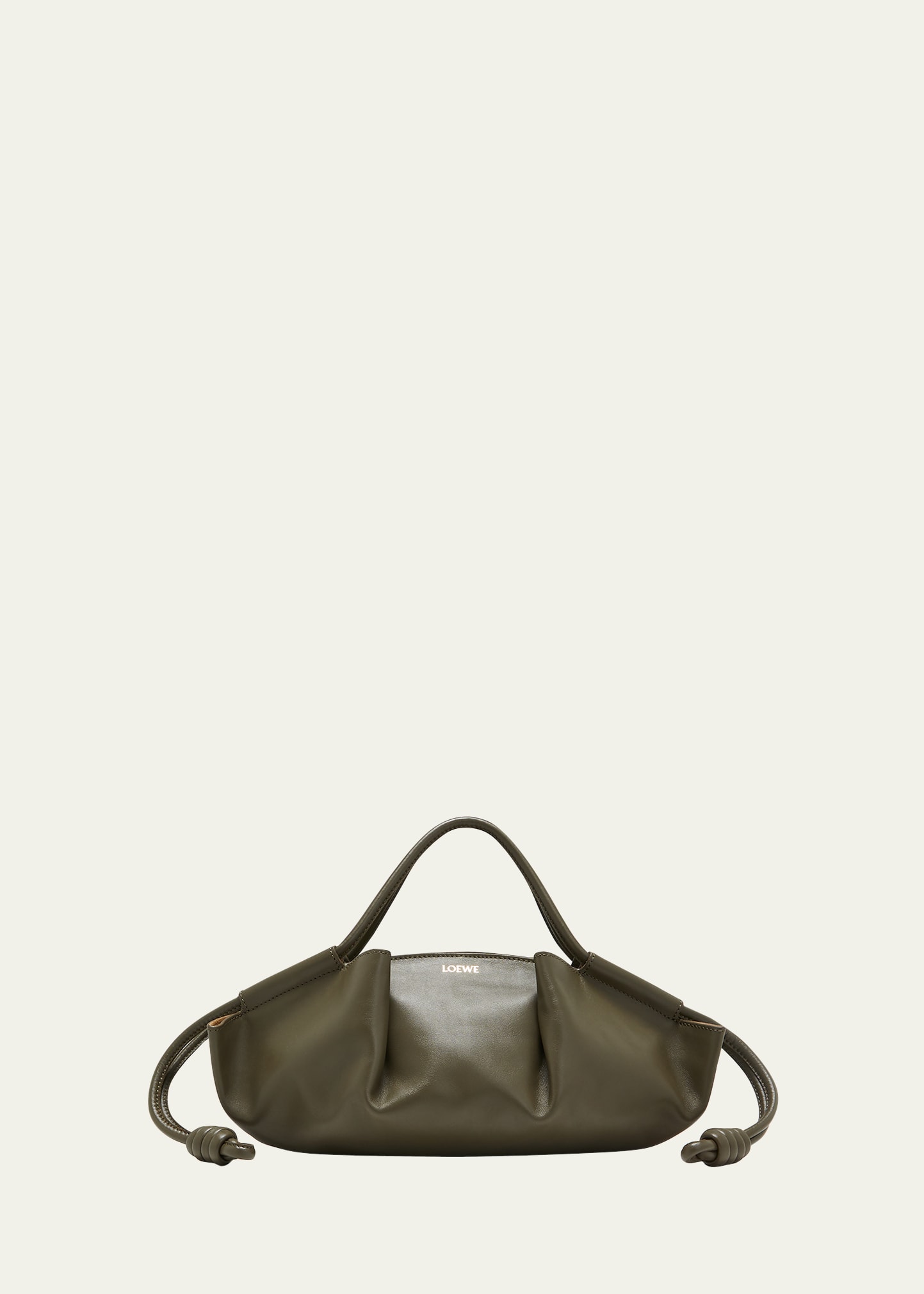 Loewe Paseo Xl Leather Top-handle Bag In Dark Khaki Green