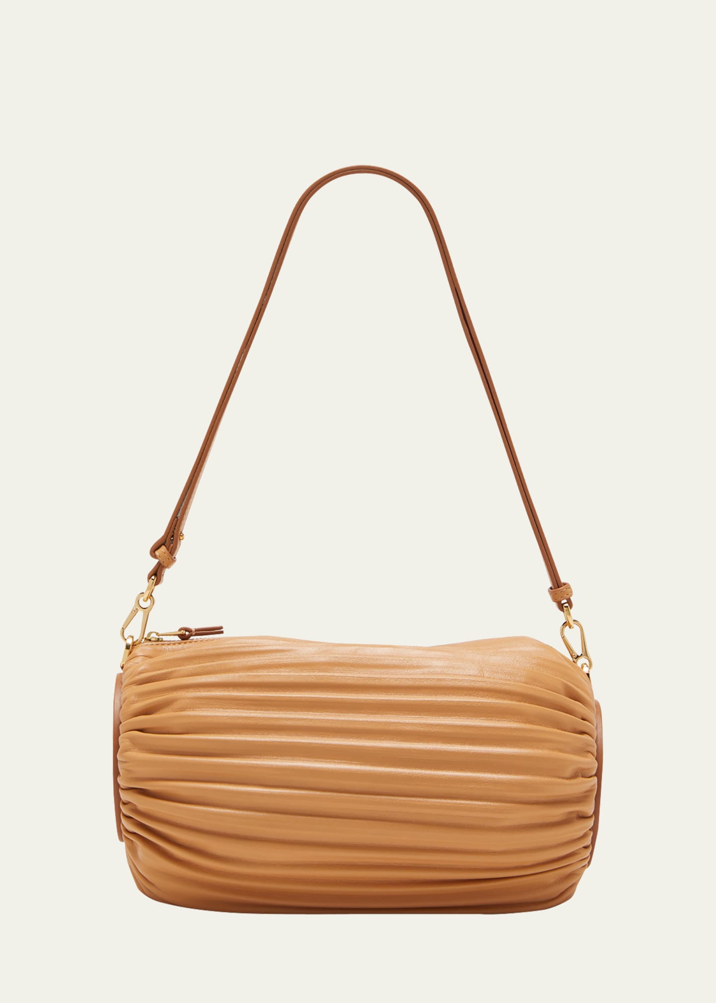 Loewe X Paula's Ibiza Bracelet Pouch In Pleated Napa Leather With Leather Strap In Warm Desert