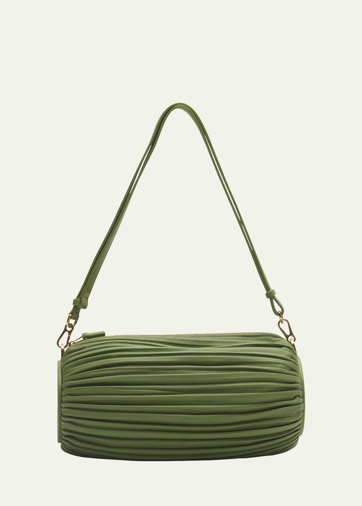 Loewe X Paula's Ibiza Bracelet Pleated Pouch Shoulder Bag In Green