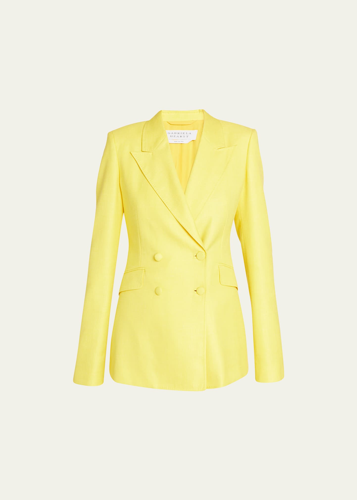 Gabriela Hearst Stephanie Double-breasted Wool, Silk And Linen-blend Twill Blazer In Cadmium Yellow