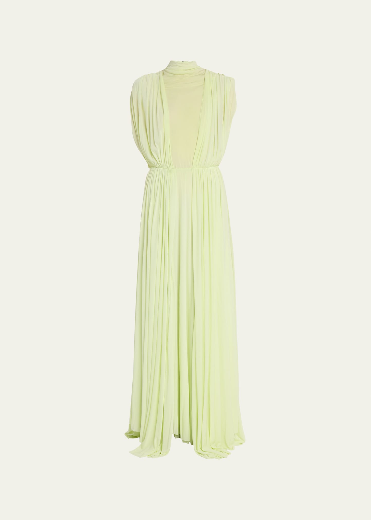 JIL SANDER LONG GOWN WITH MESH INSET DETAIL