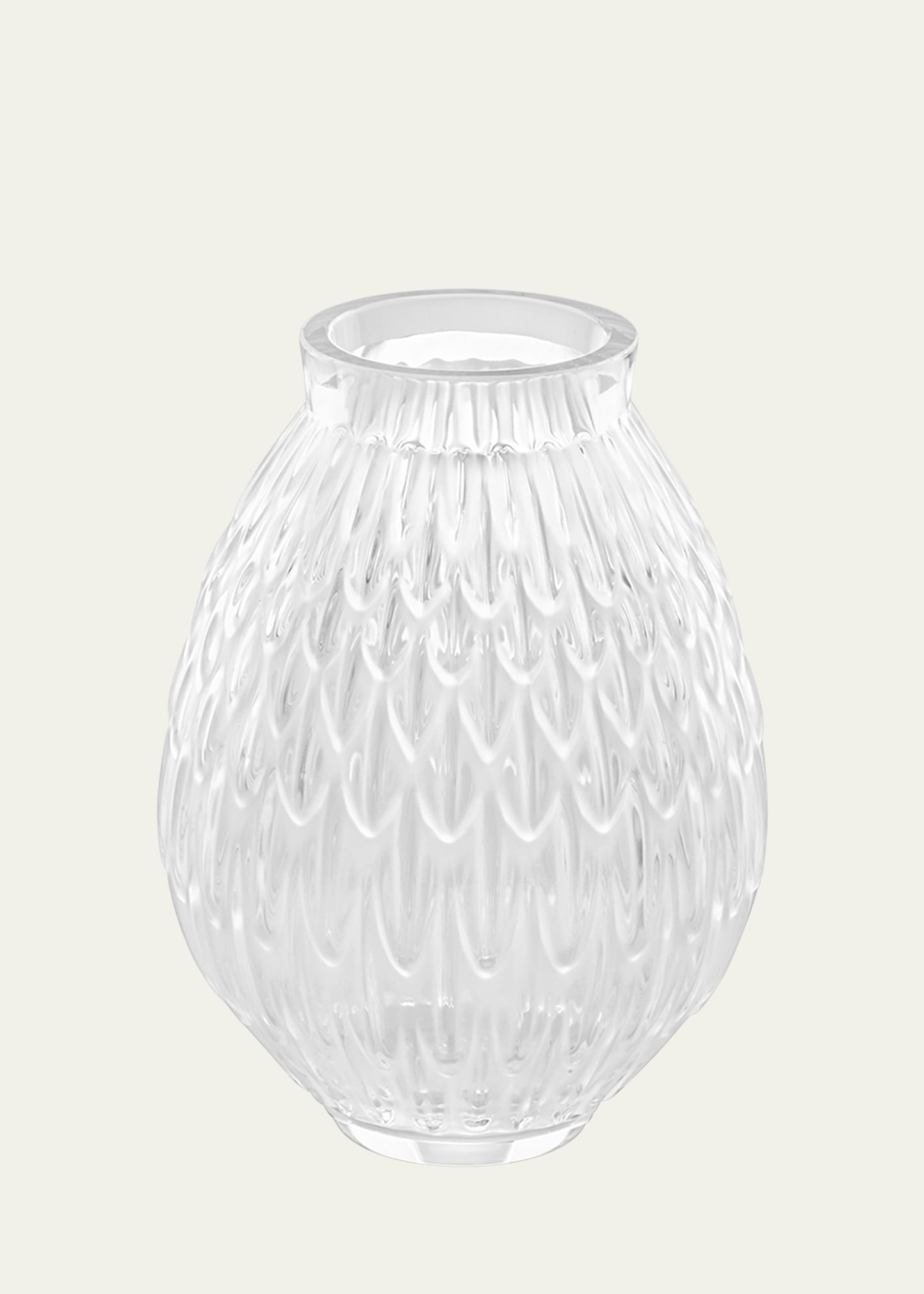 Lalique Plumes Vase Ss, Clear In Transparent