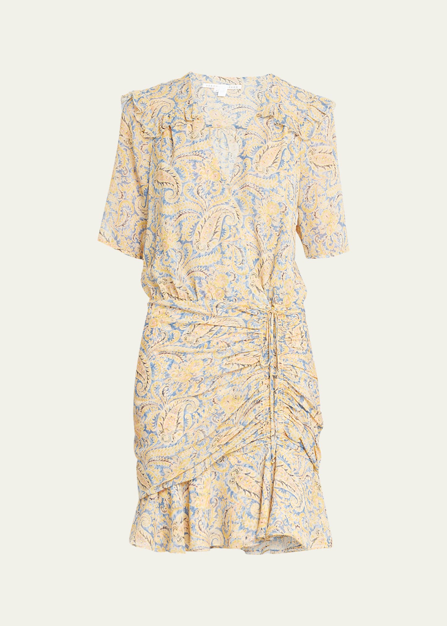 Veronica Beard Dakota Paisley Mini Dress In Blueyellow Multi