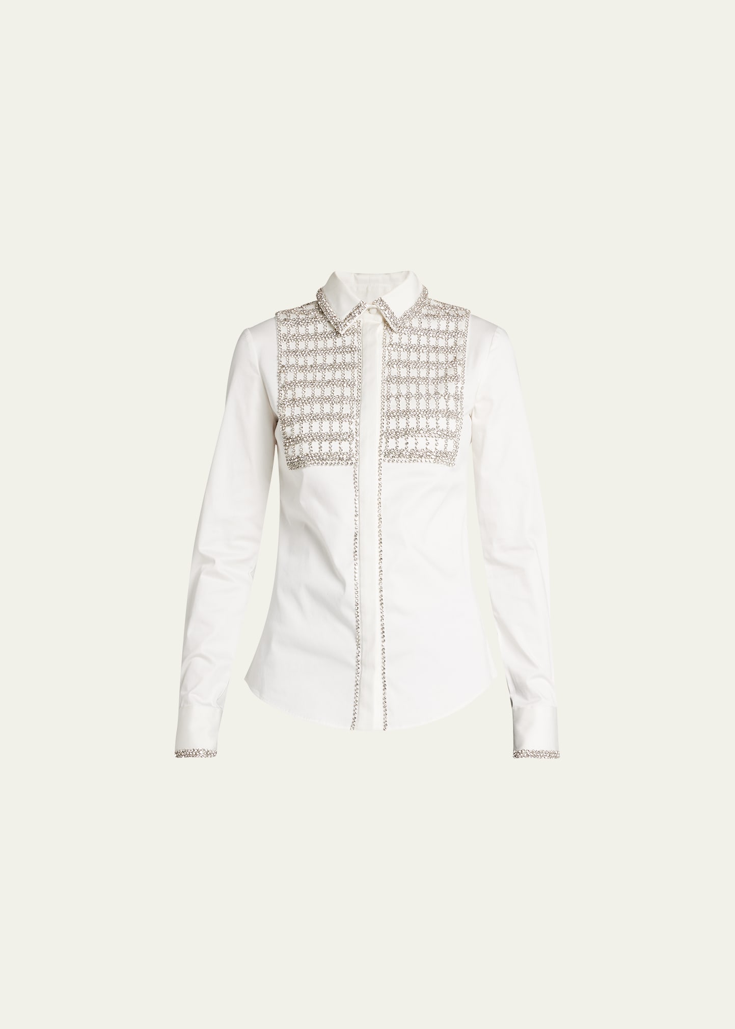 Aliétte Embellished Button-front Top In White