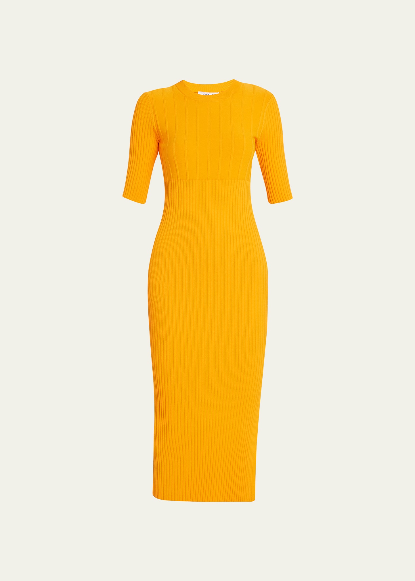 Frame Mixed-rib Sweater Dress In Nectarine
