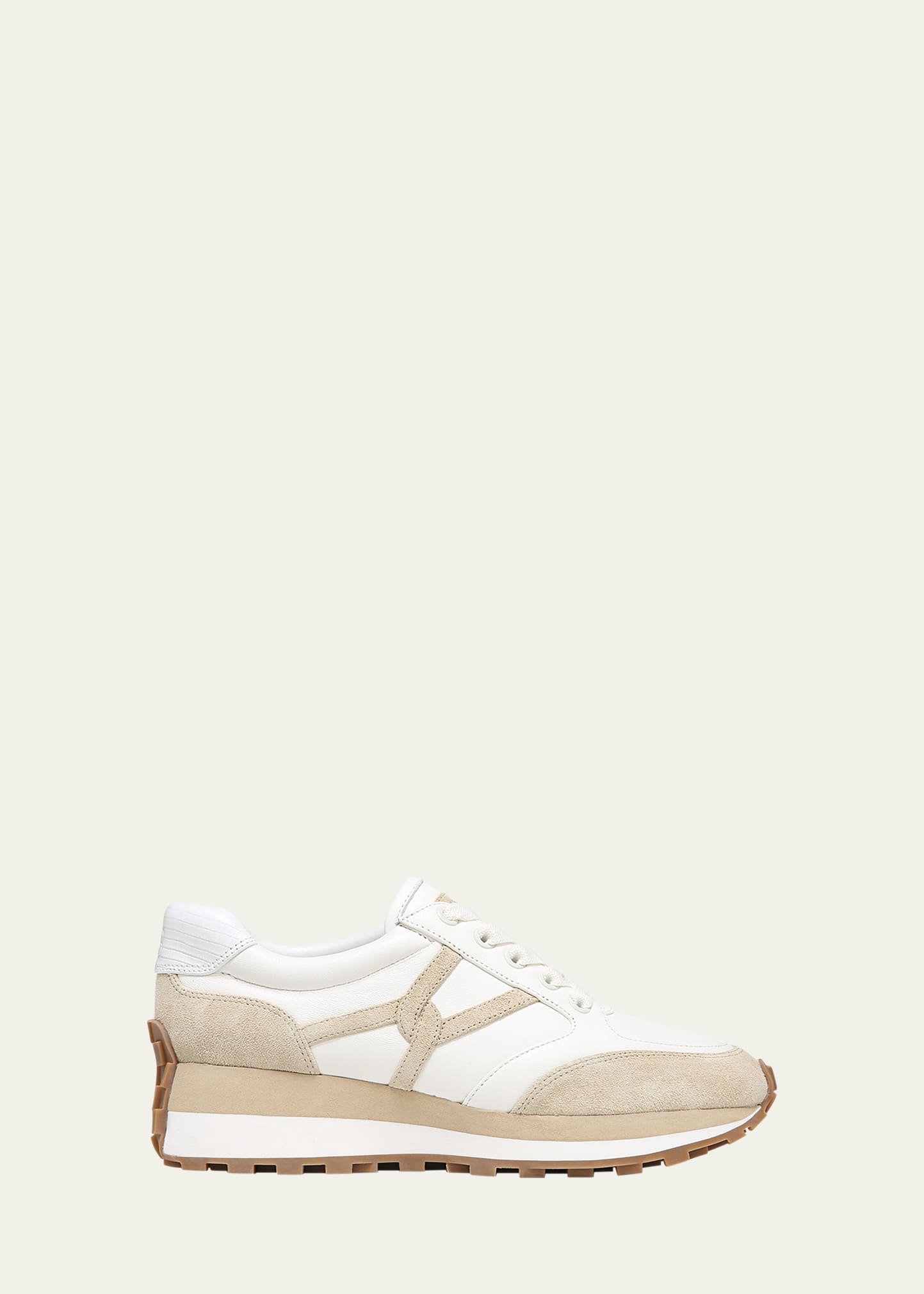 Veronica Beard Valentina Mixed Leather Retro Sneakers In Coconut/ecru Leat