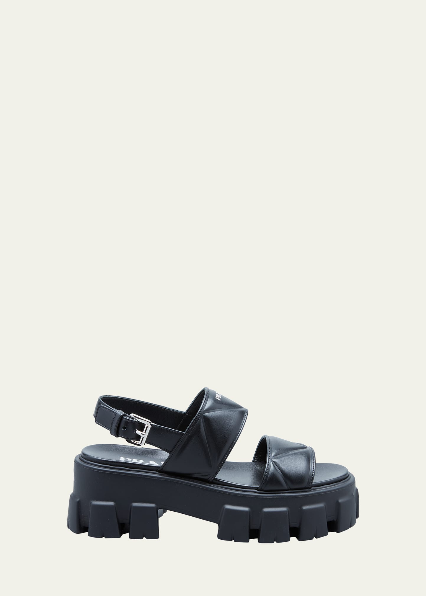 Prada Quilted Leather Platform Sandals In Nero