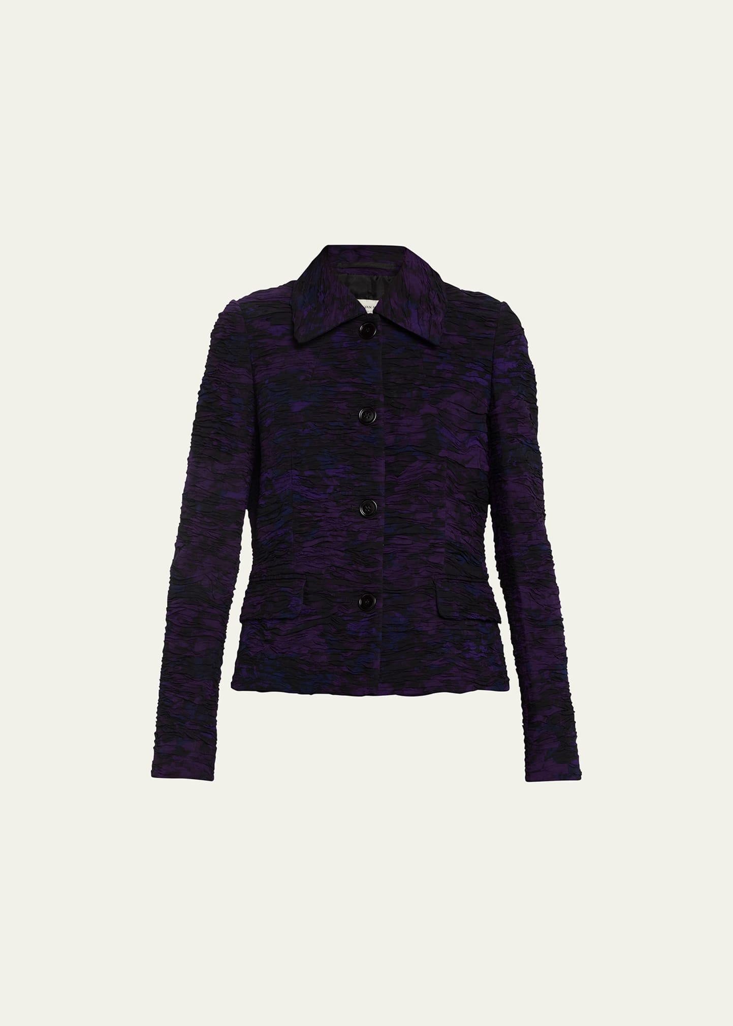 Dries Van Noten Vetty Ruched Tailored Jacket In Purple