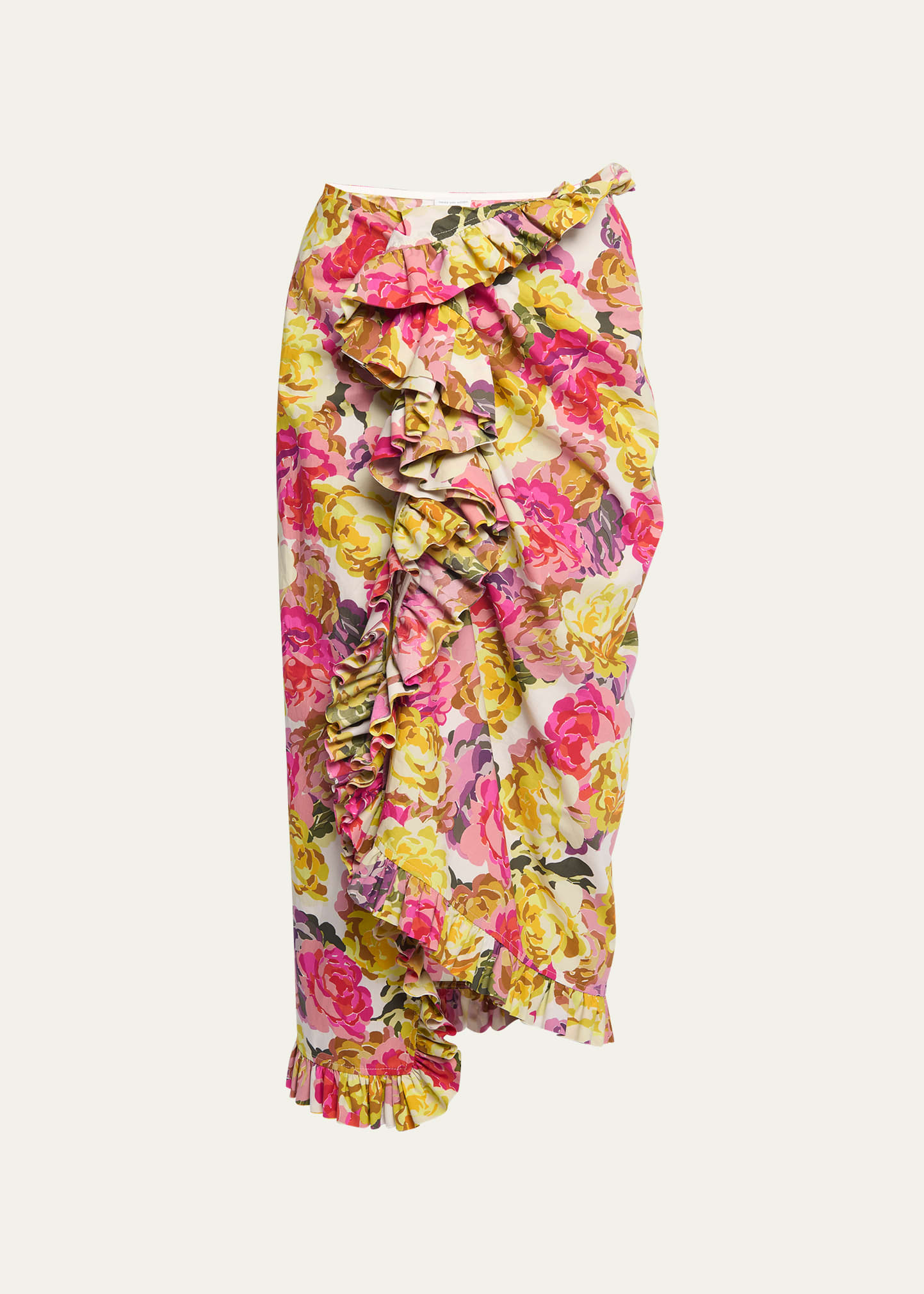 Dries Van Noten Sina Floral Poplin Midi Tulip Skirt In Ecru