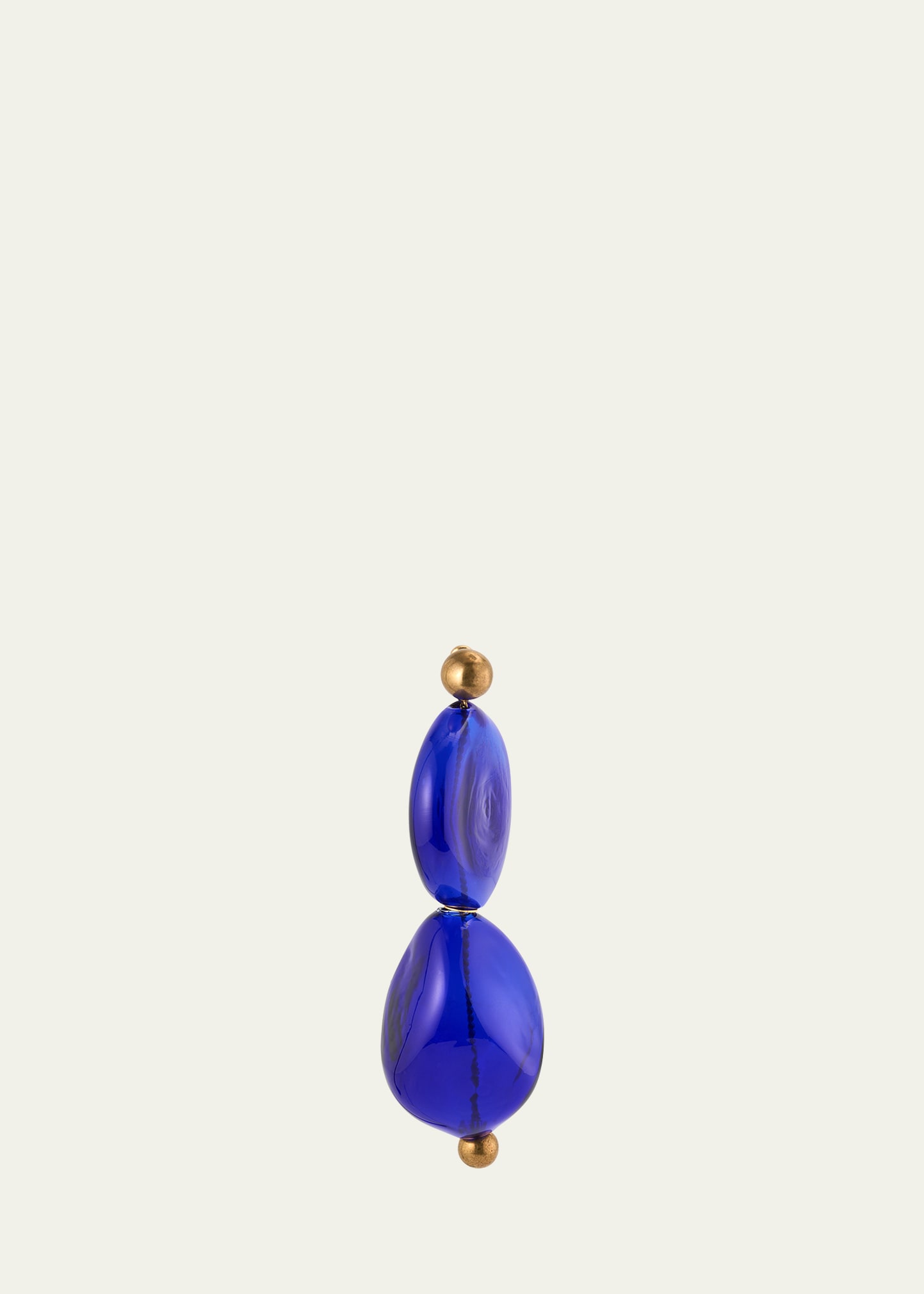 Dries Van Noten Blown Glass Brass Ear Pin In Blue