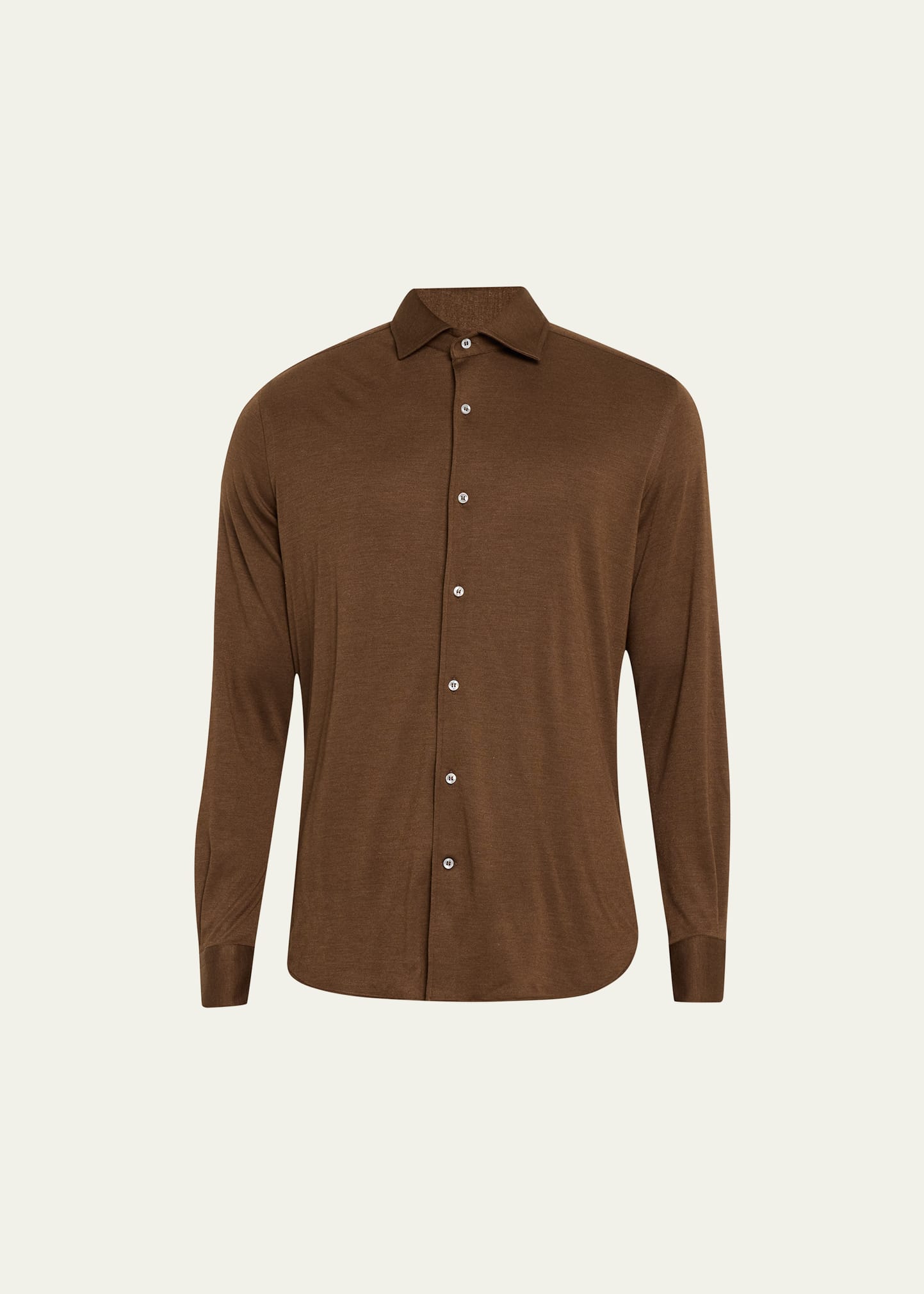 Loro Piana Men's Andrew Cashmere-silk Sport Shirt In H0hf Fir Brown