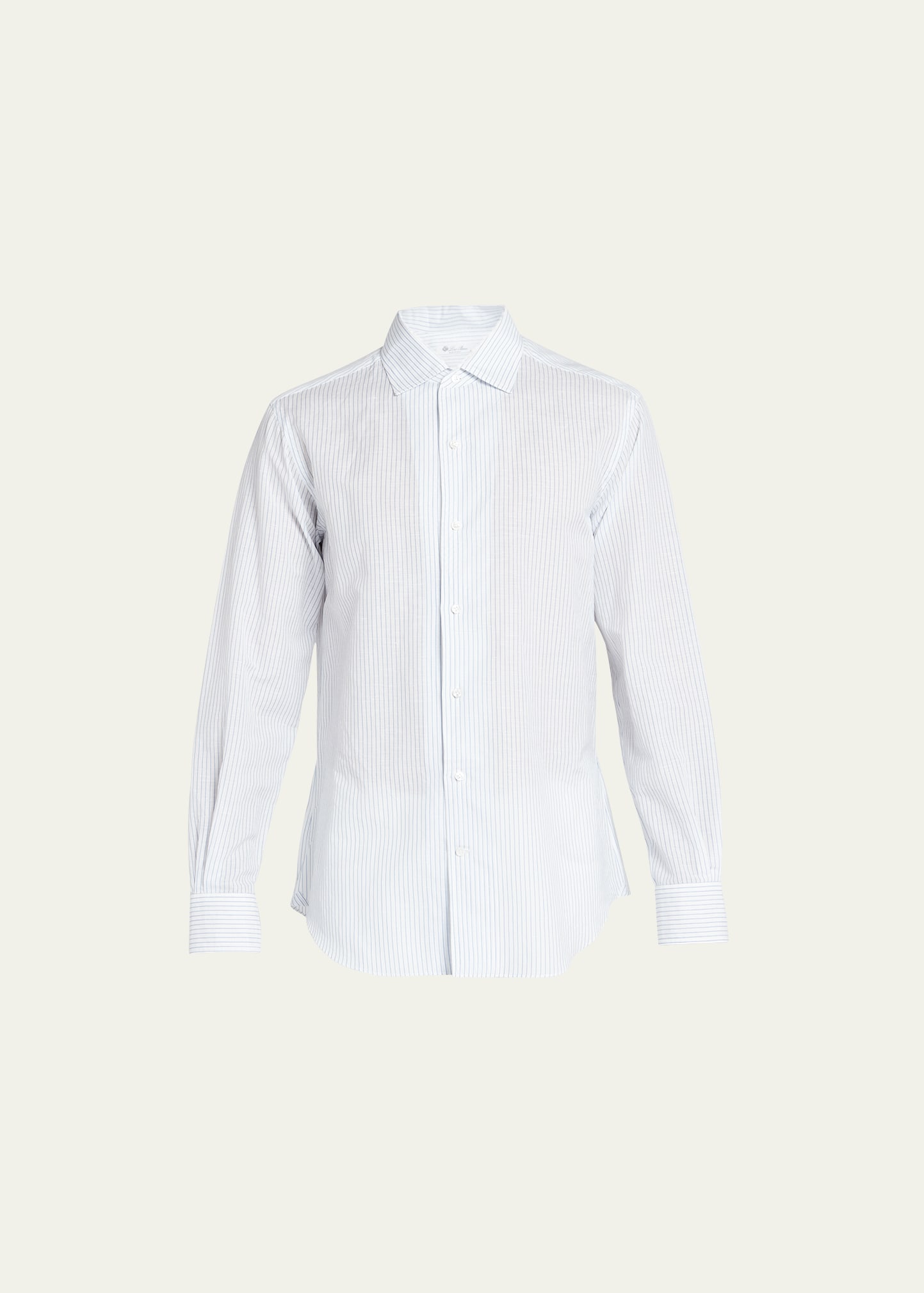 Loro Piana Men's Stripe Linen-cotton Sport Shirt In F4ei Whitesky Blu