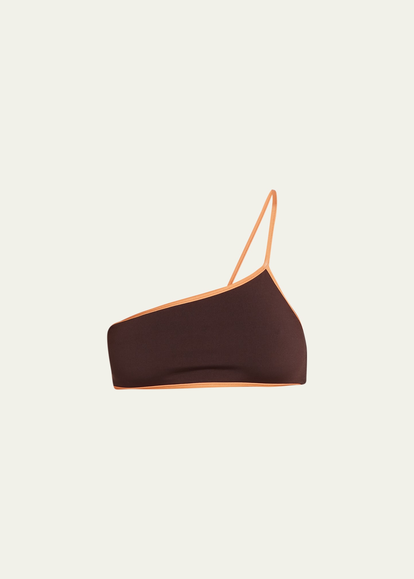 Jacquemus Maio Asymmetric Bikini Top In Dark Brown | ModeSens