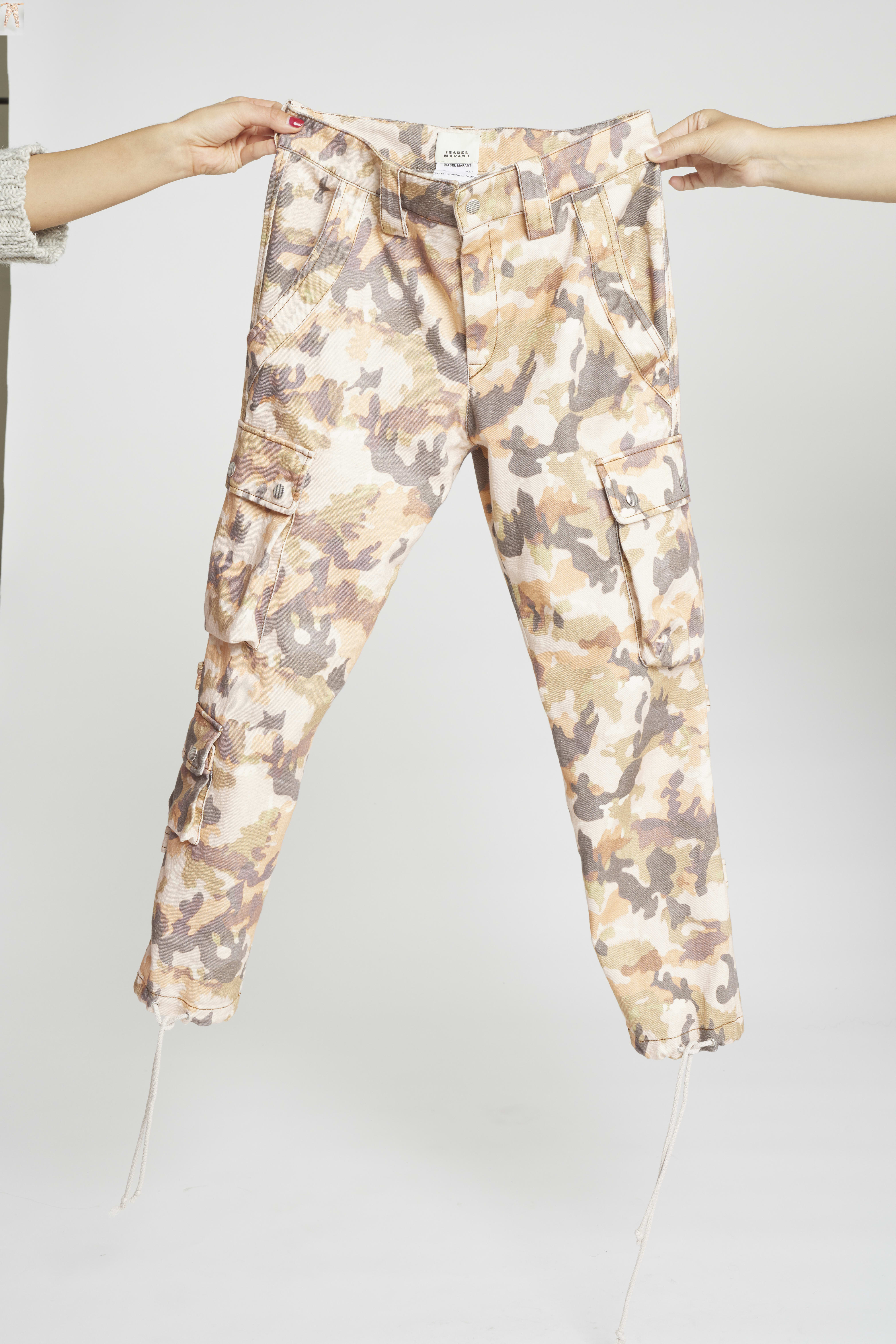 ISABEL MARANT ELODIE CAMO ANKLE CARGO PANTS