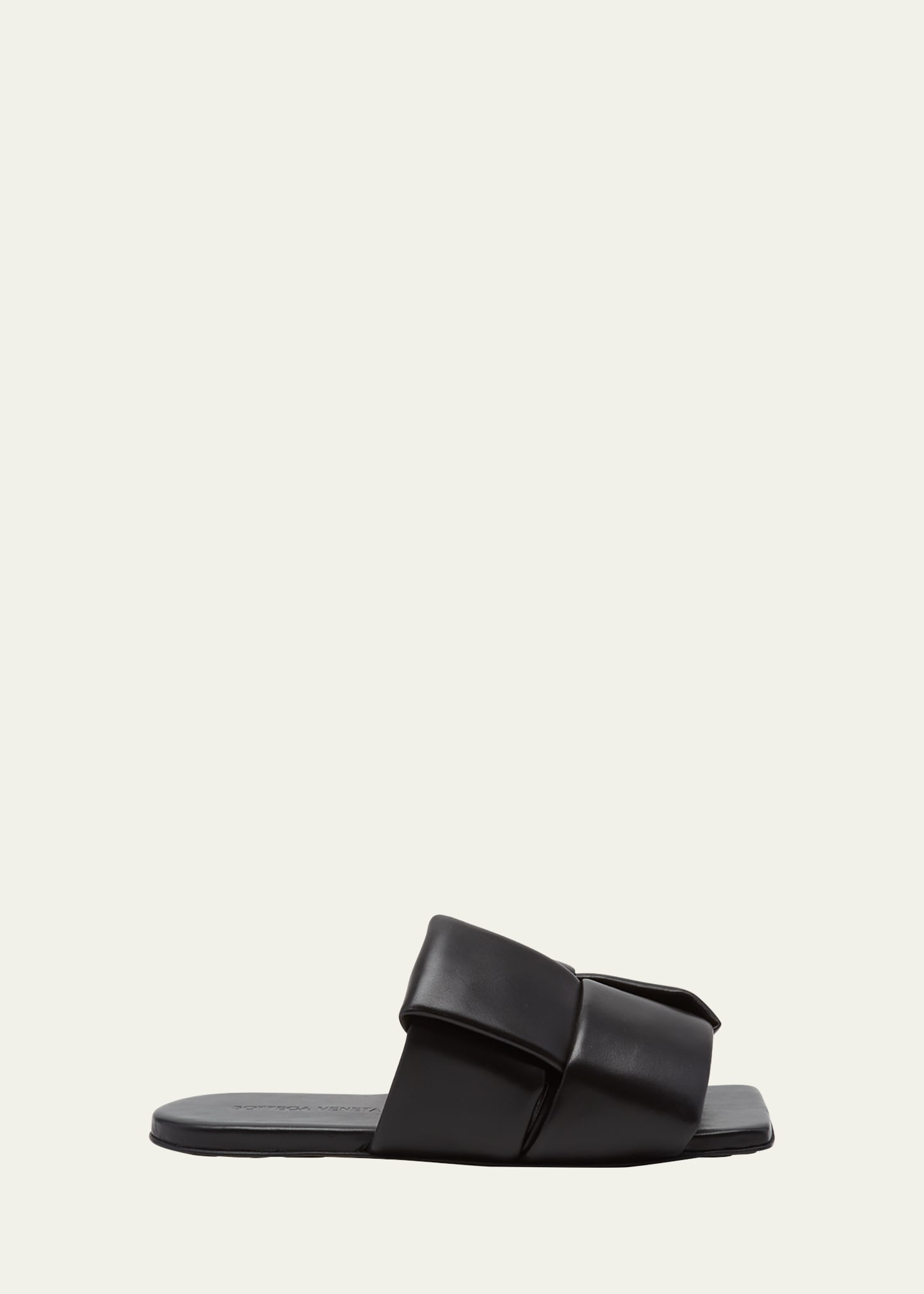 Shop Bottega Veneta Men's Intreccio Leather Slide Sandals In Black