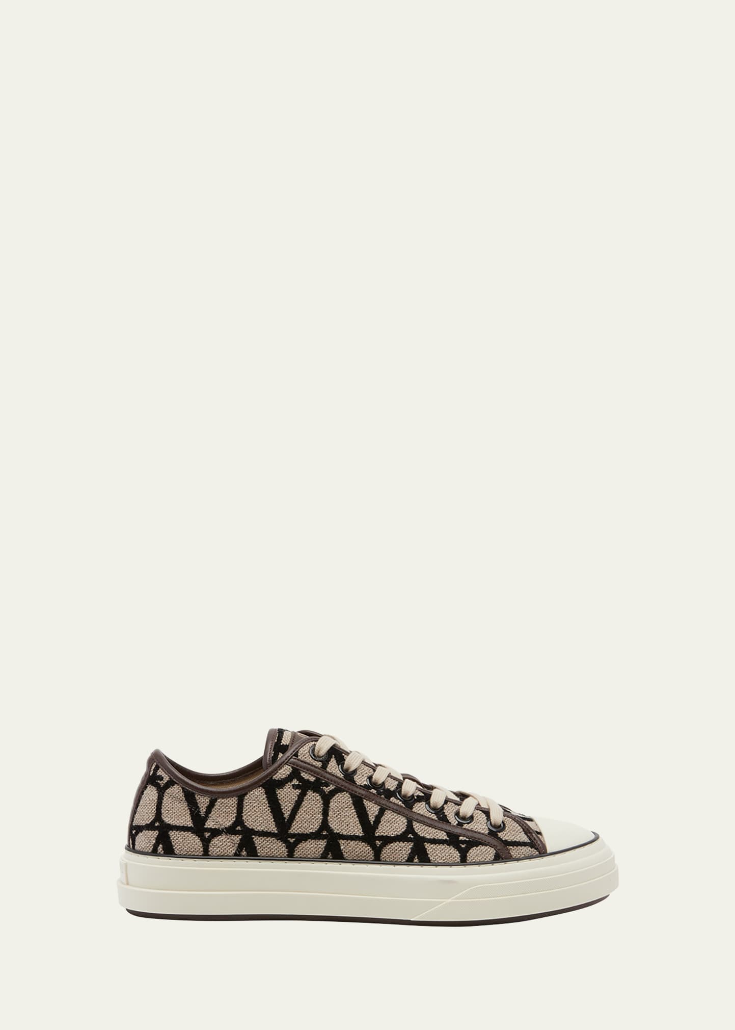 Shop Valentino Men's Toile Iconographe Low-top Sneakers In Natural/black