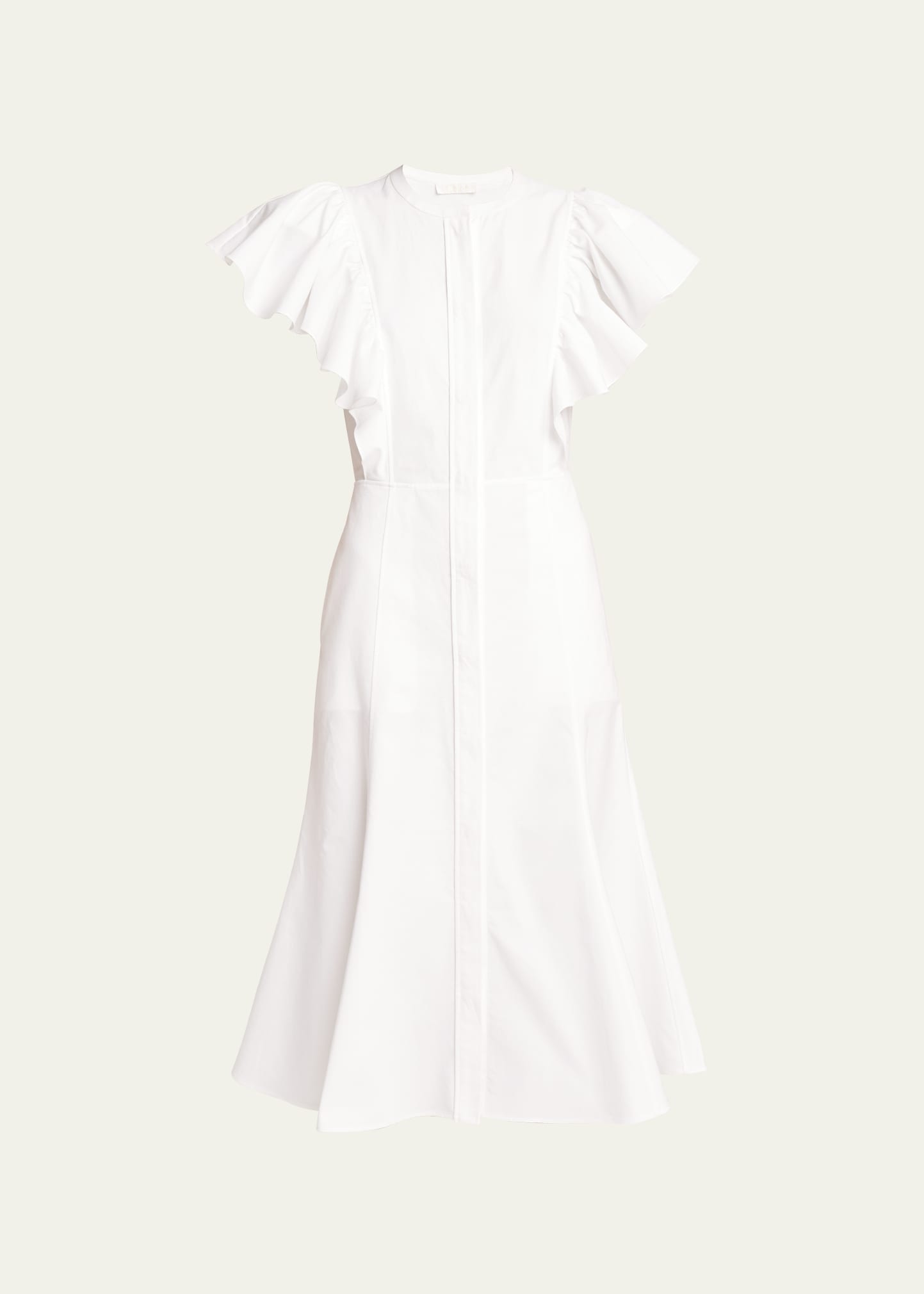 Shop Chloé Poplin Shirtdress With Flutter Sleeves In White