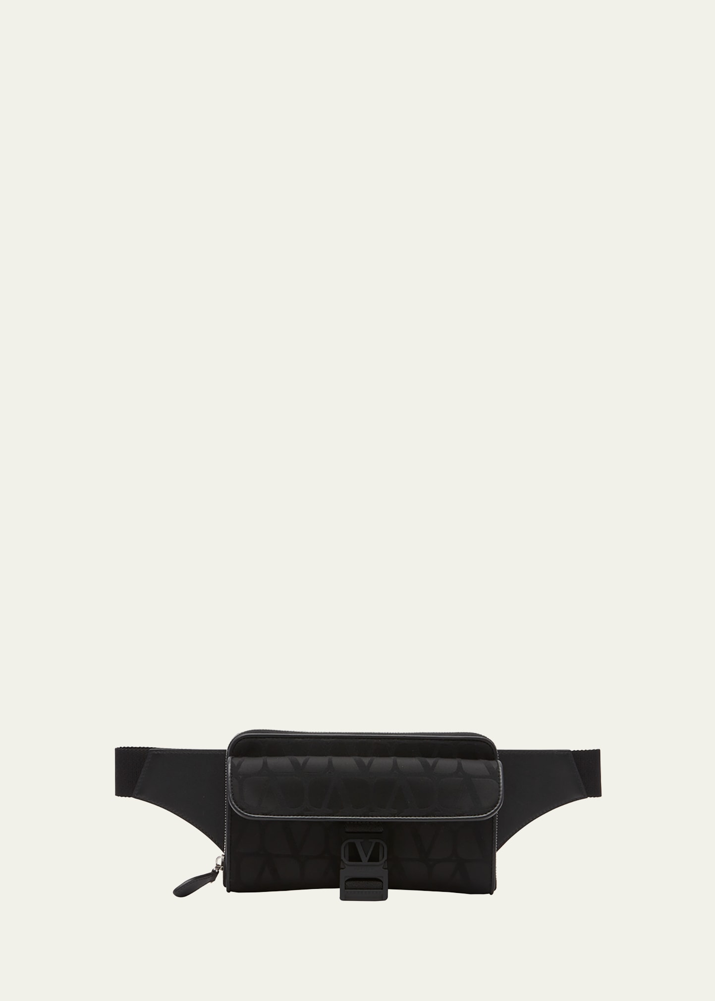 Valentino Garavani Men's Toile Iconographe Belt Bag In Nero