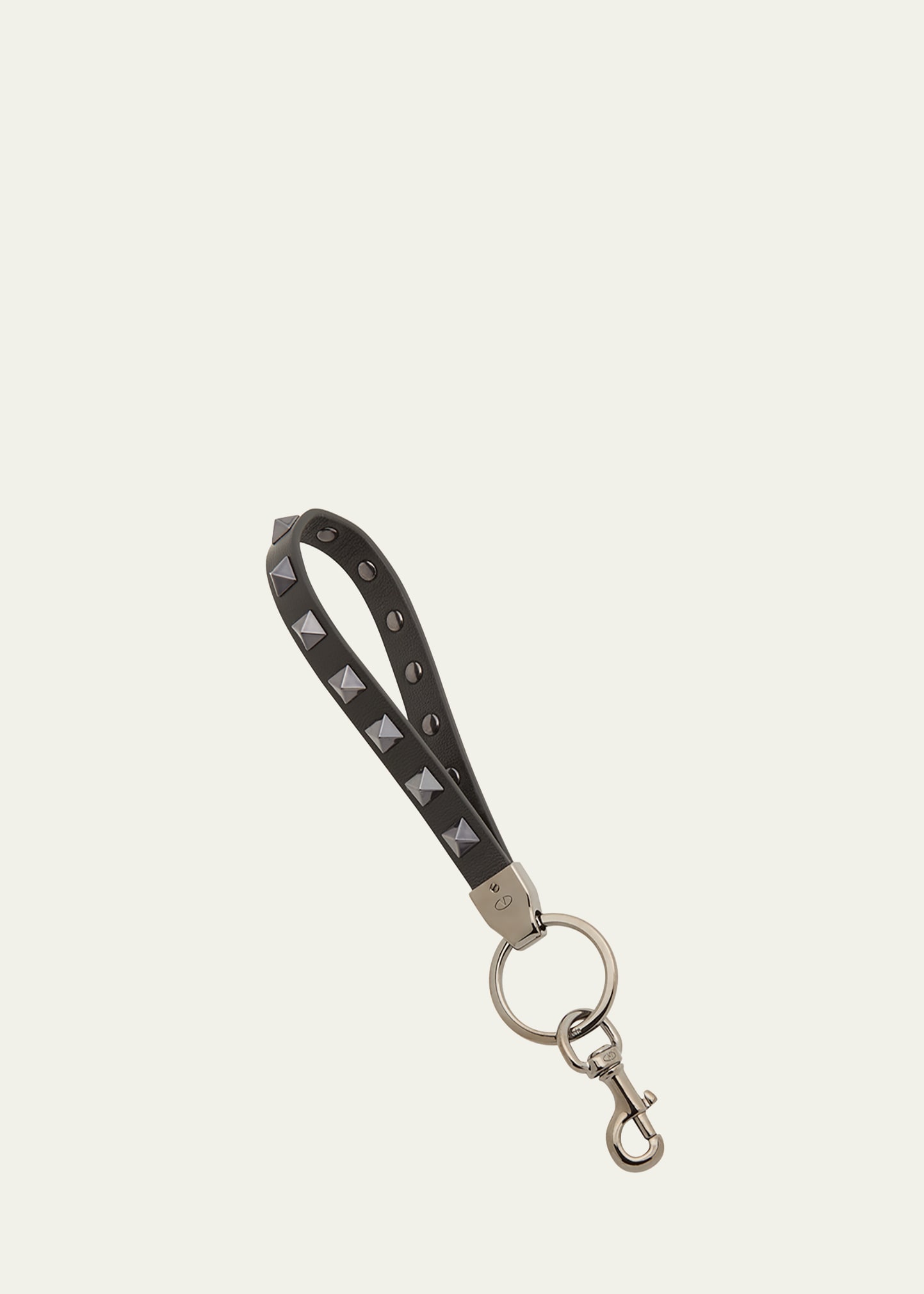 Valentino Garavani Men's Rockstud Leather Keychain In Nero