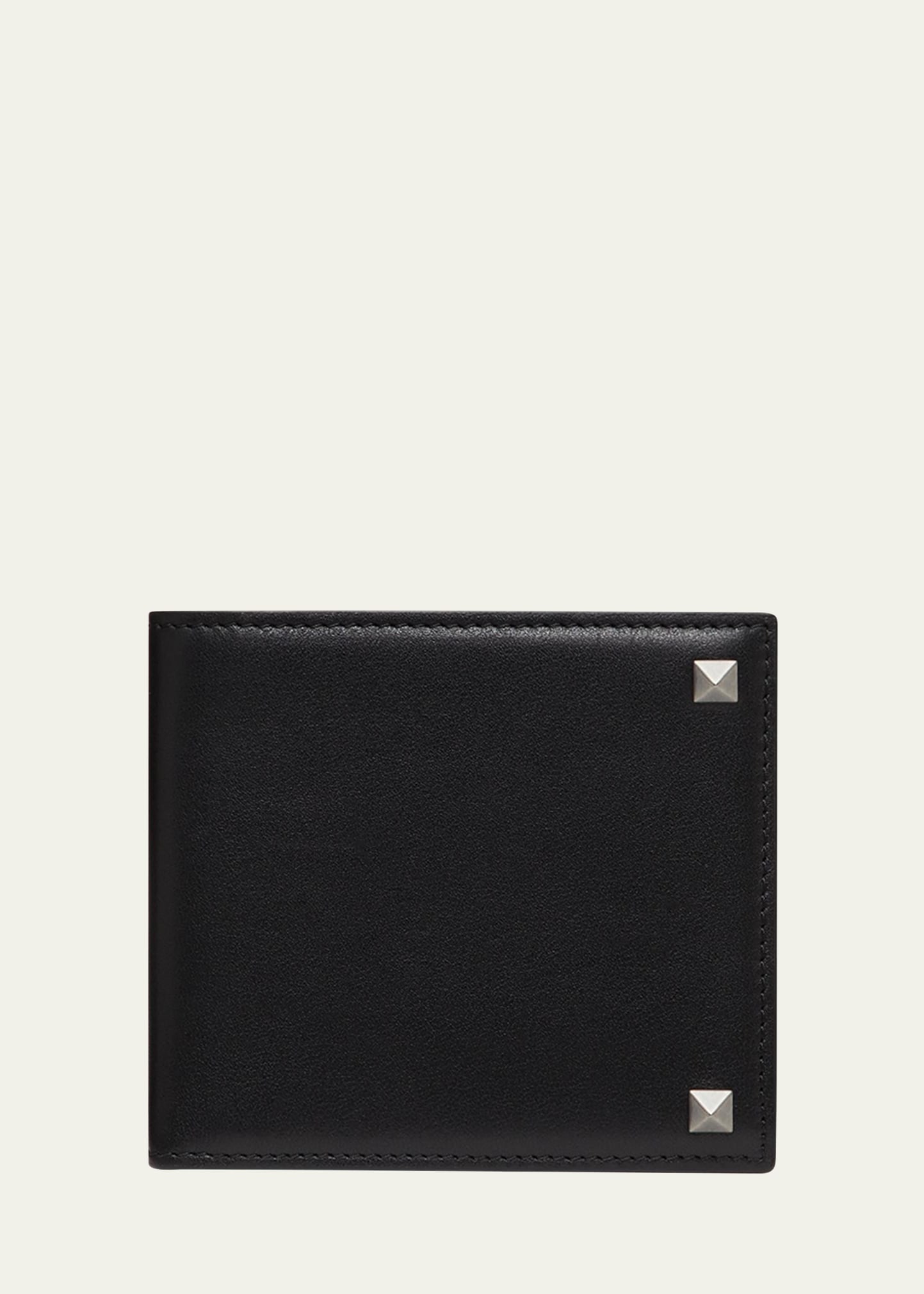 Valentino Garavani Rockstud Leather Bifold Wallet In Nero