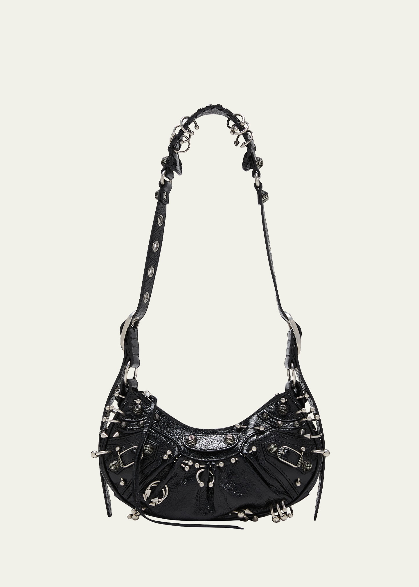 Balenciaga Le Cagole Xs Piercing Leather Shoulder Bag In Black | ModeSens