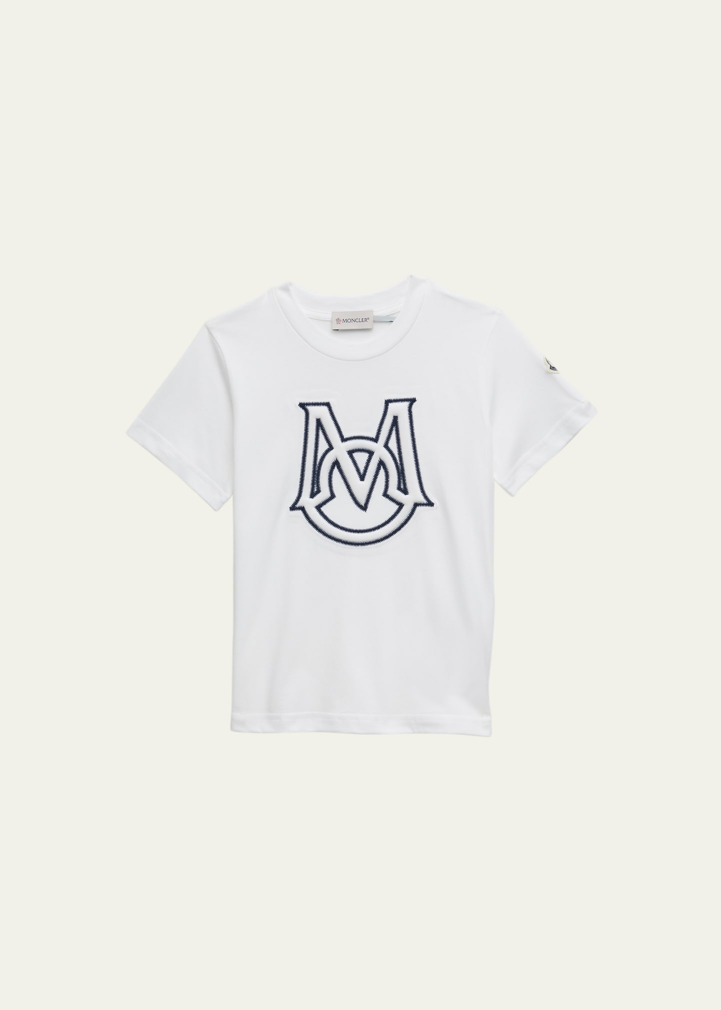 Moncler Kids' Boy's Embroidered Monogram T-shirt In White