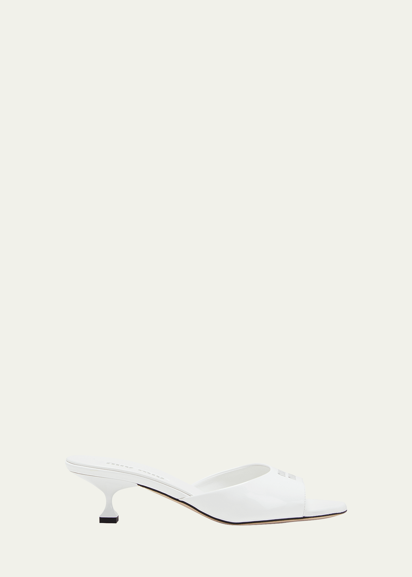Miu Miu Vernice Patent Stiletto Mule Sandals In Bianco