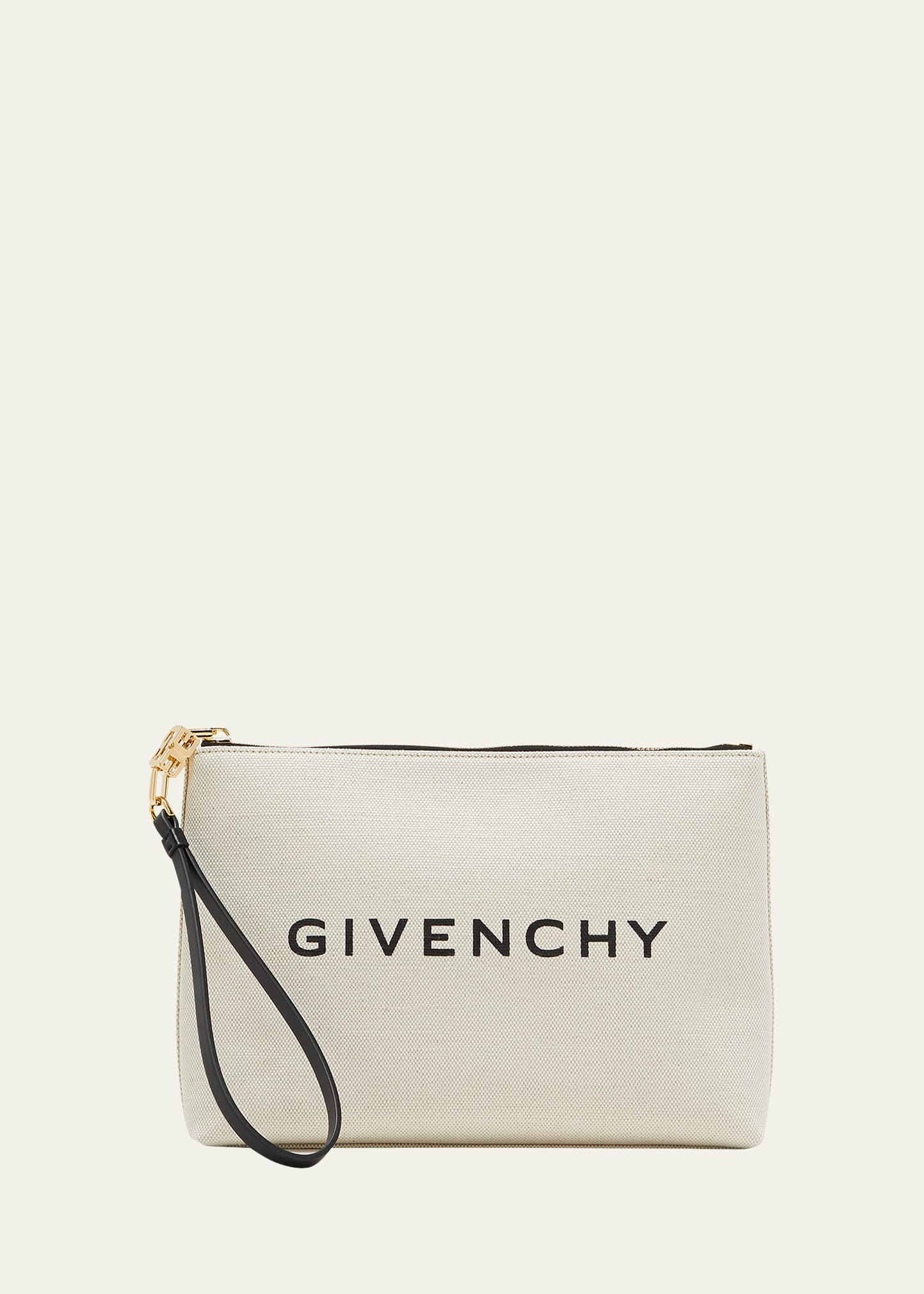 Givenchy Large Pouch Wristlet In Canvas In Beige Noir