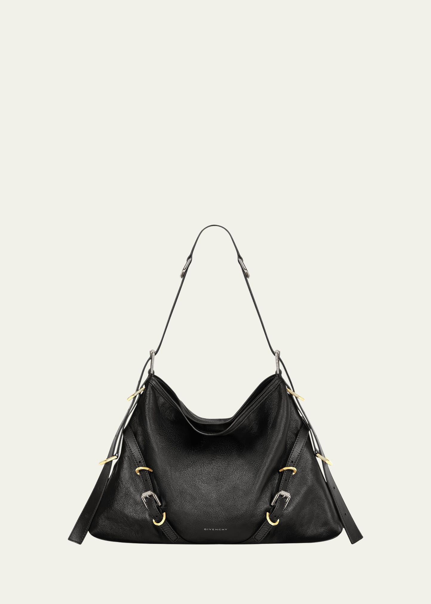 Givenchy Medium Voyou Buckle Shoulder Bag In Tumbled Leather In Black