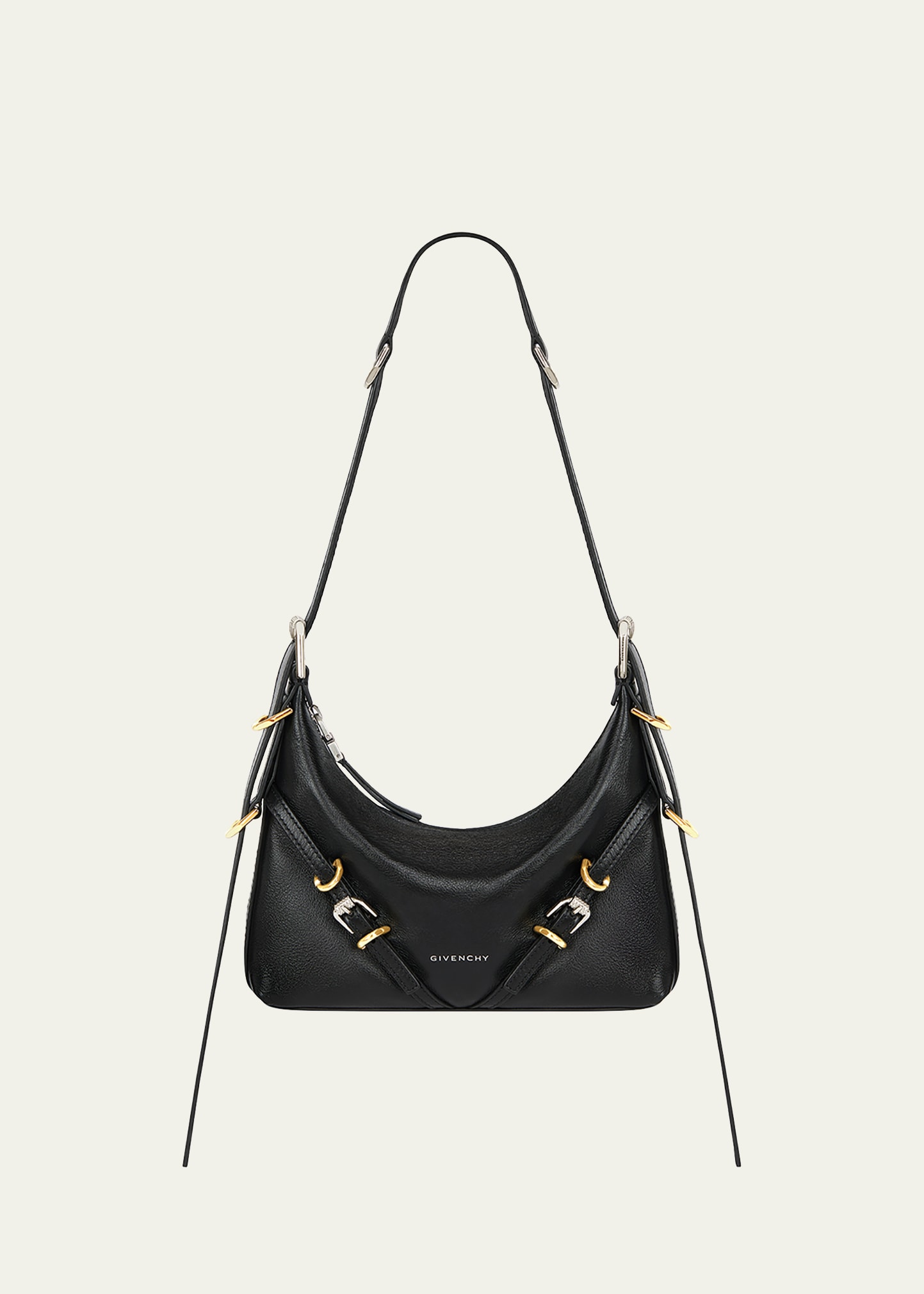 Shop Givenchy Voyou Mini Shoulder Bag In Tumbled Leather In Black