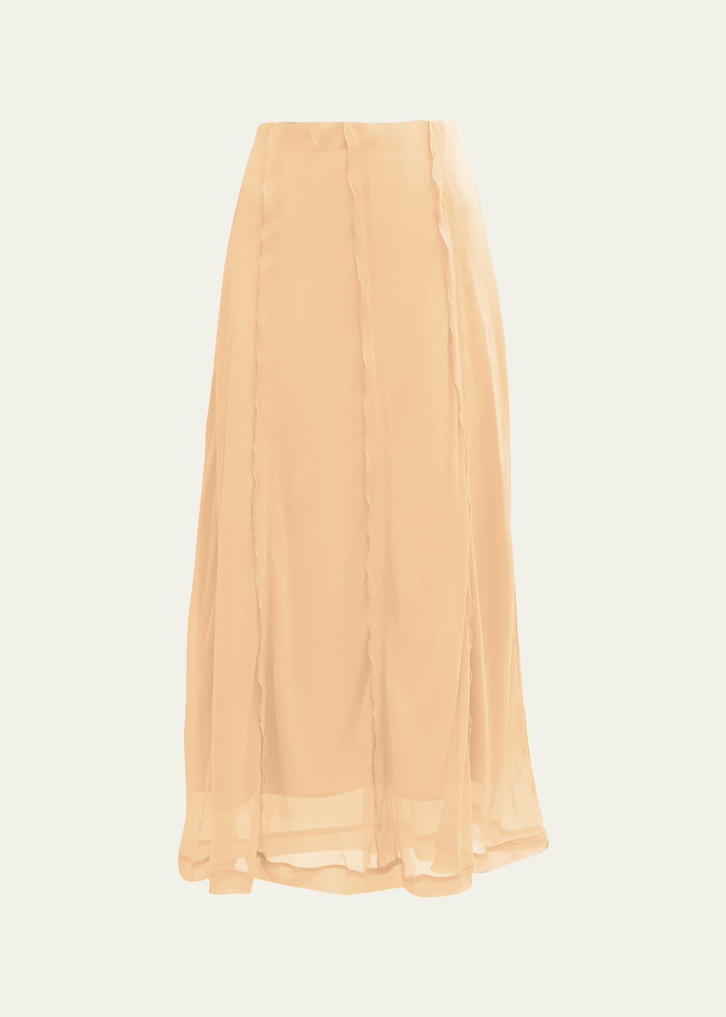 Vince Sheer Crinkle Lettuce-edge Midi Skirt In Peach Clay