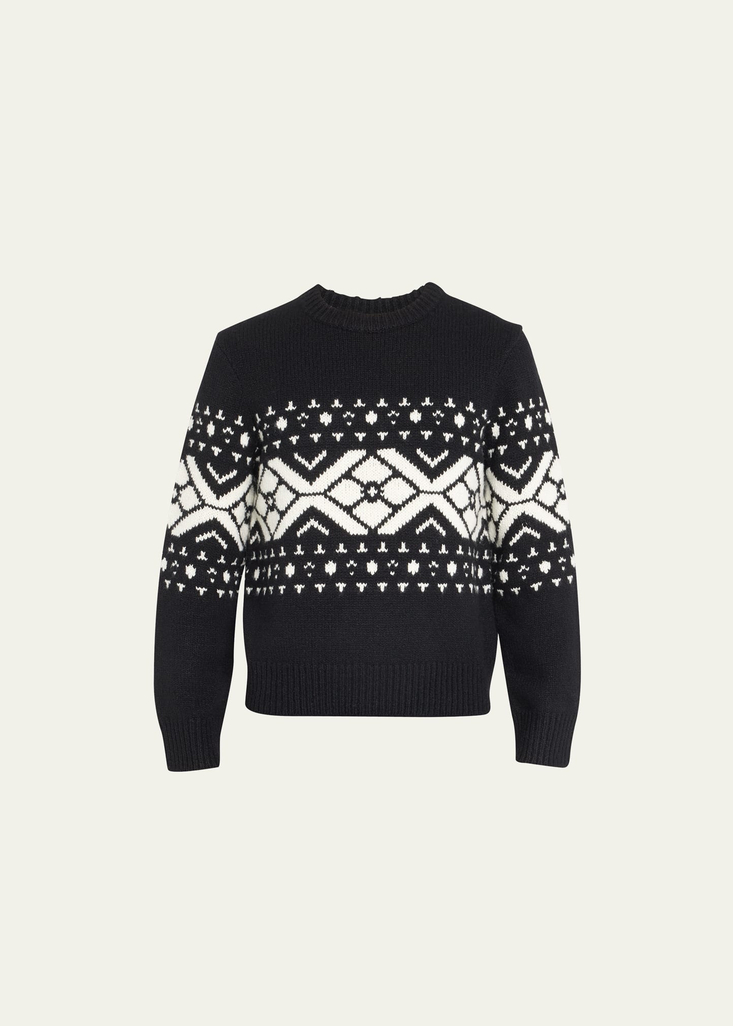 Nili Lotan Men's Josef Wool-cashmere Knit Sweater In Black Ivory