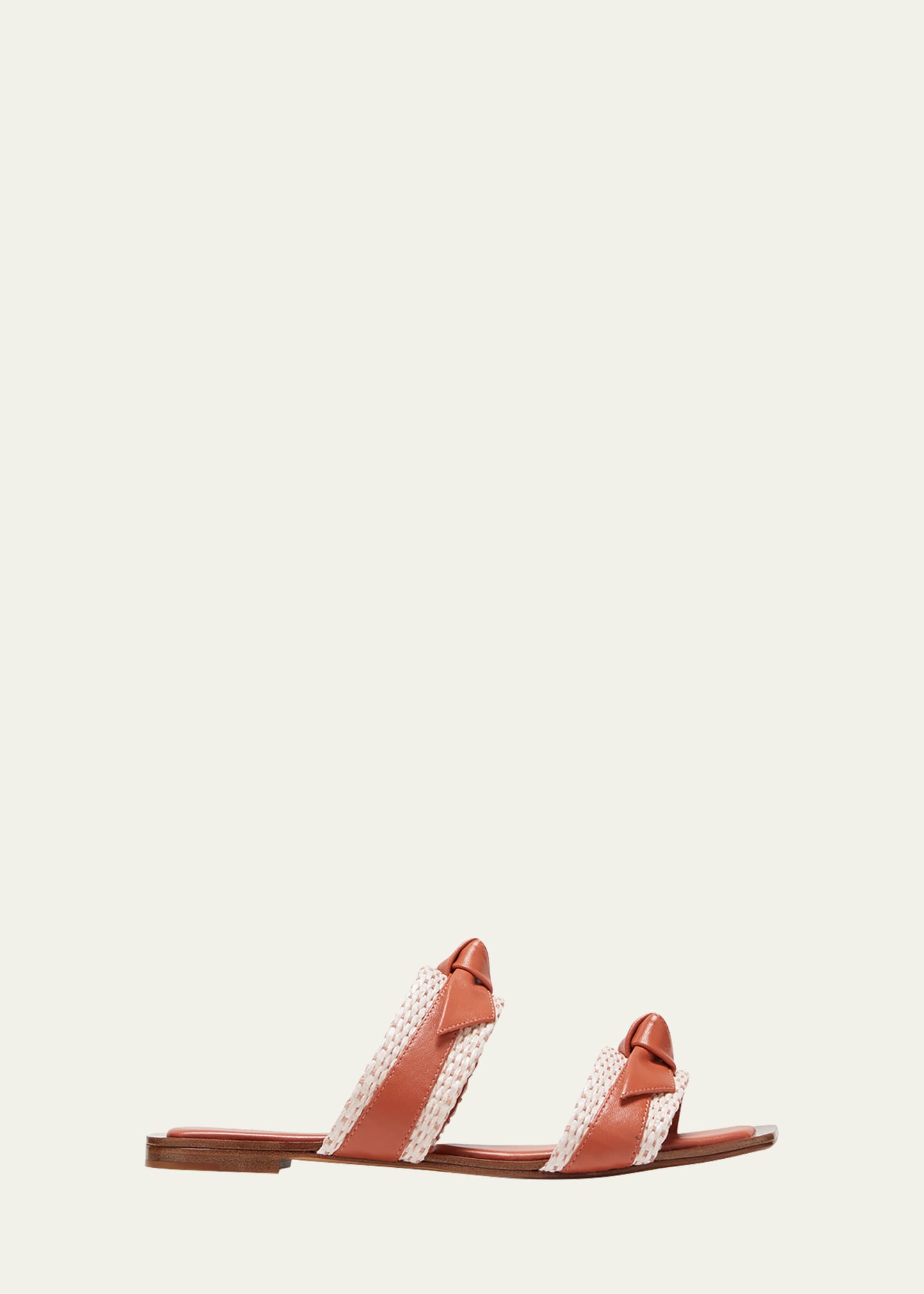 Alexandre Birman Clarita Leather Raffia Slide Sandals In Roseguava