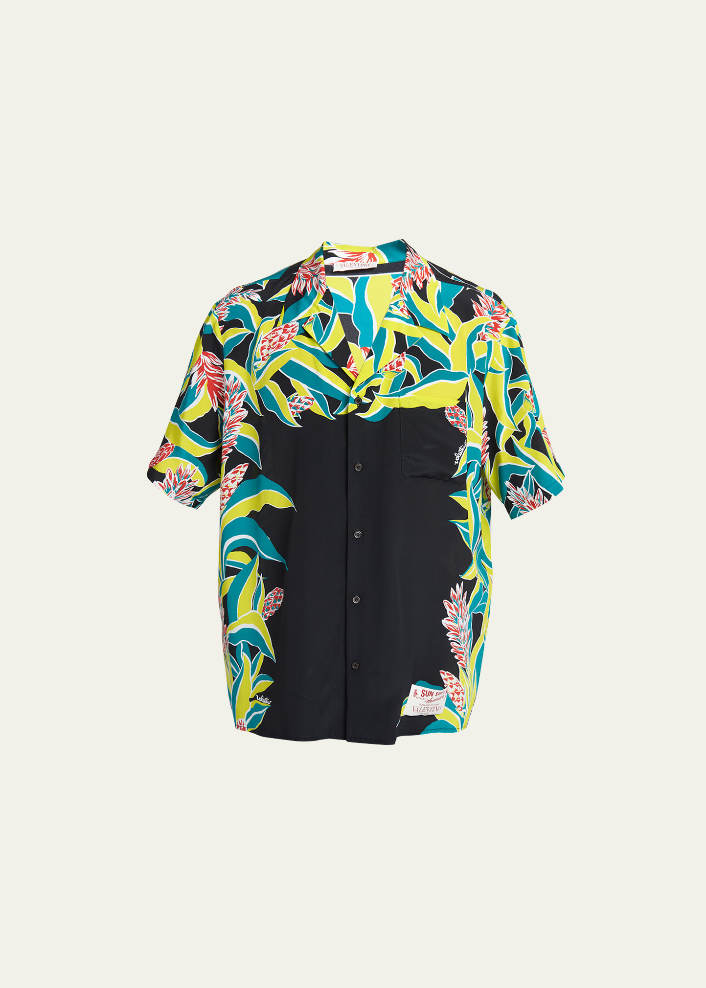 Valentino Volcano-print Short-sleeve Shirt In Multicolor