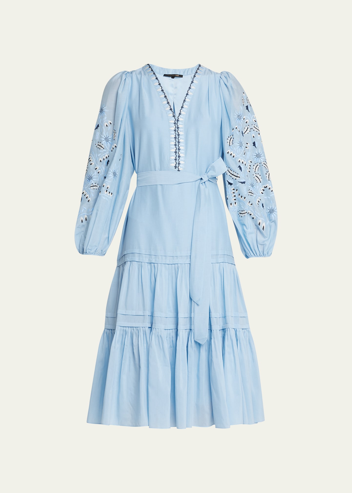 Kobi Halperin Kassandra Embroidered Puff-Sleeve Midi Dress