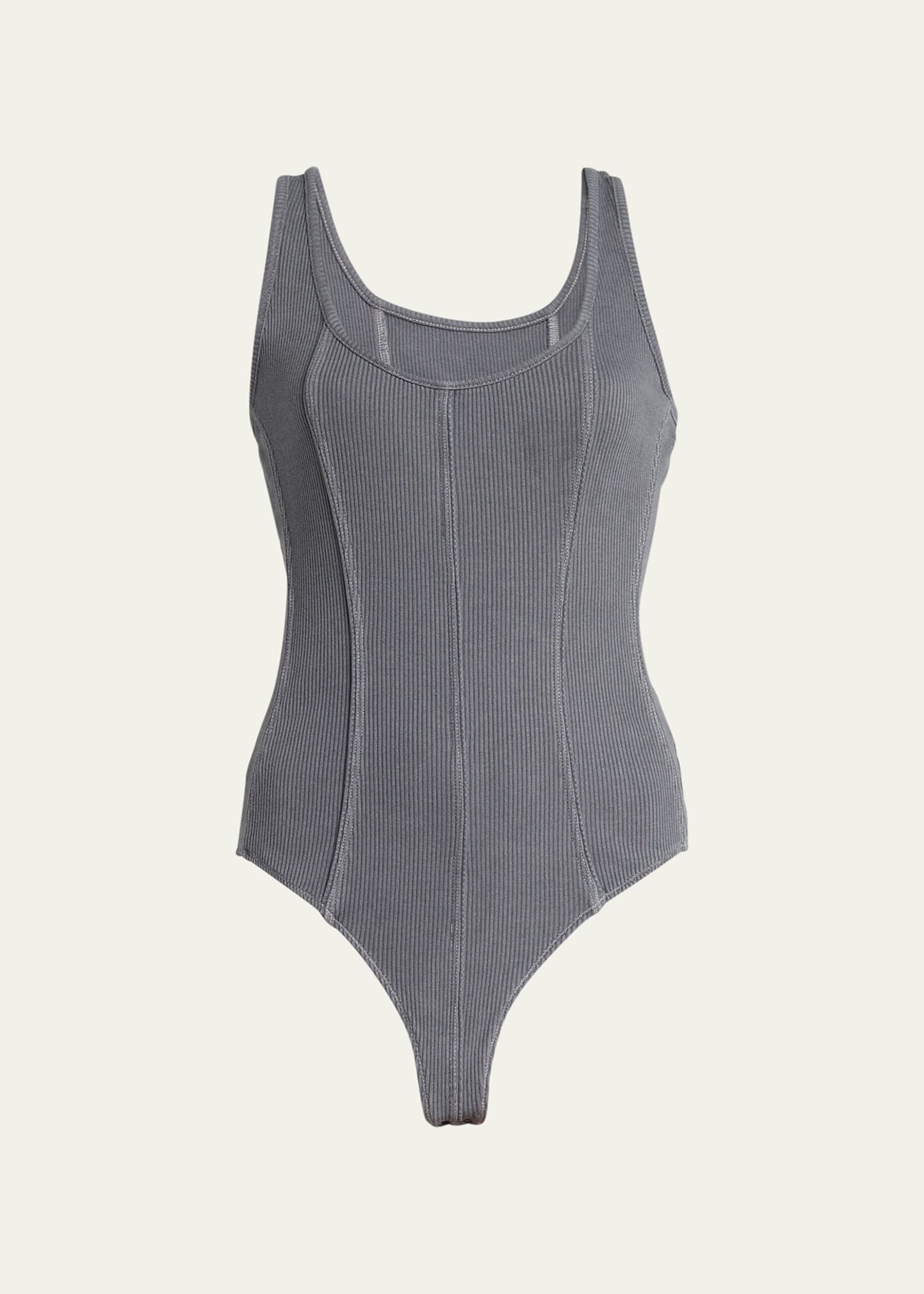 Agolde Elna Organic Cotton Blend Bodysuit In Gravity Md Gre