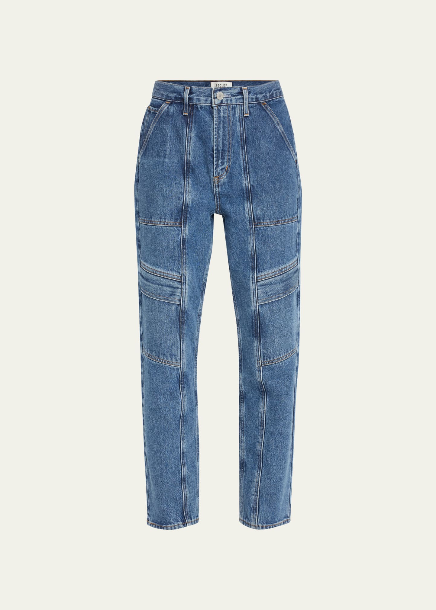Agolde Cooper Straight Denim Cargo Jeans In Regulation Md