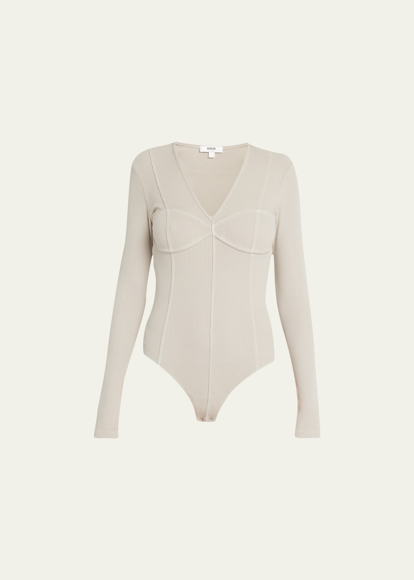 Agolde Devlin Thong Bodysuit In Rice Paper Lig