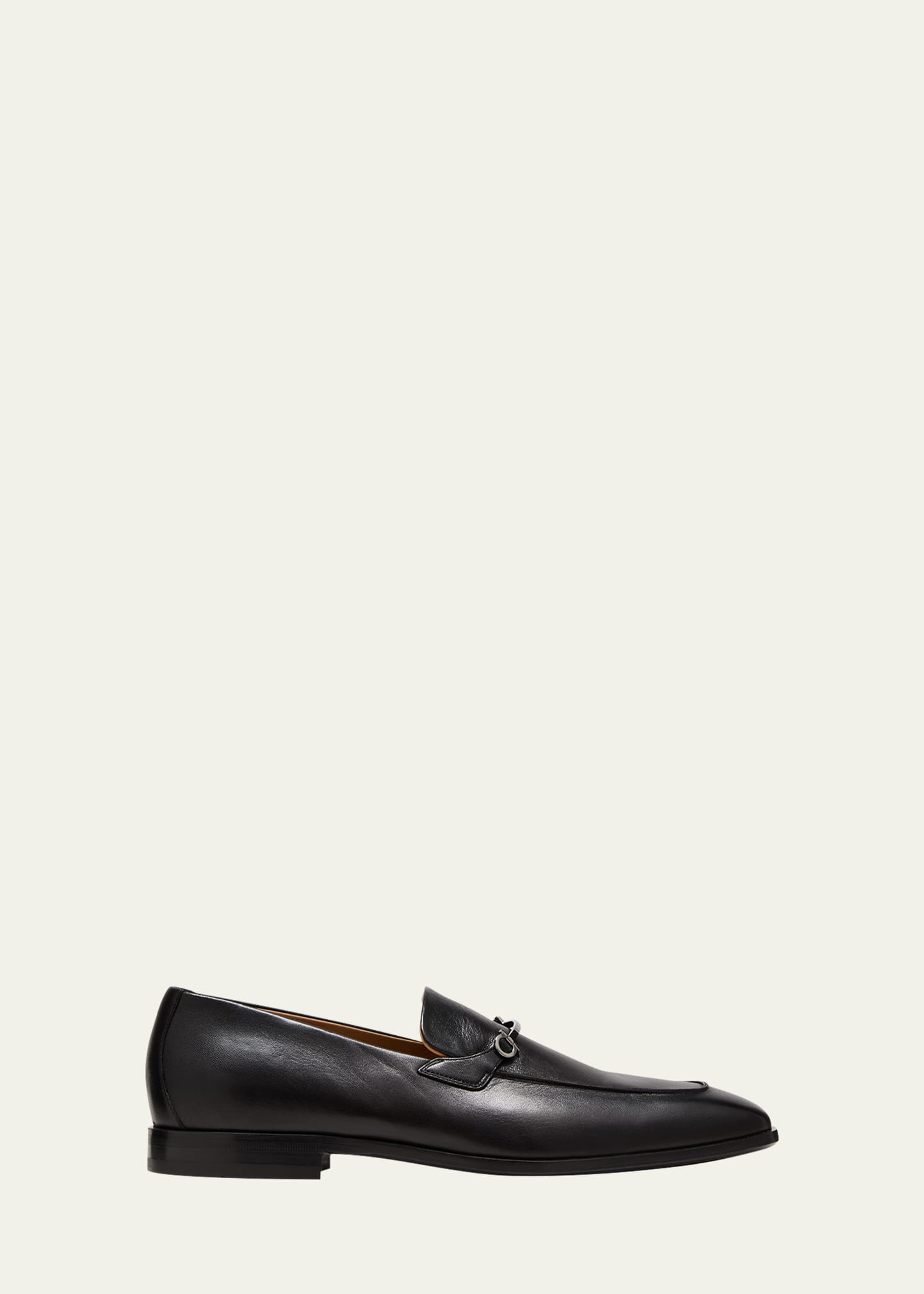 Shop Ferragamo Men's Fedro Gancini Leather Loafers In Nero