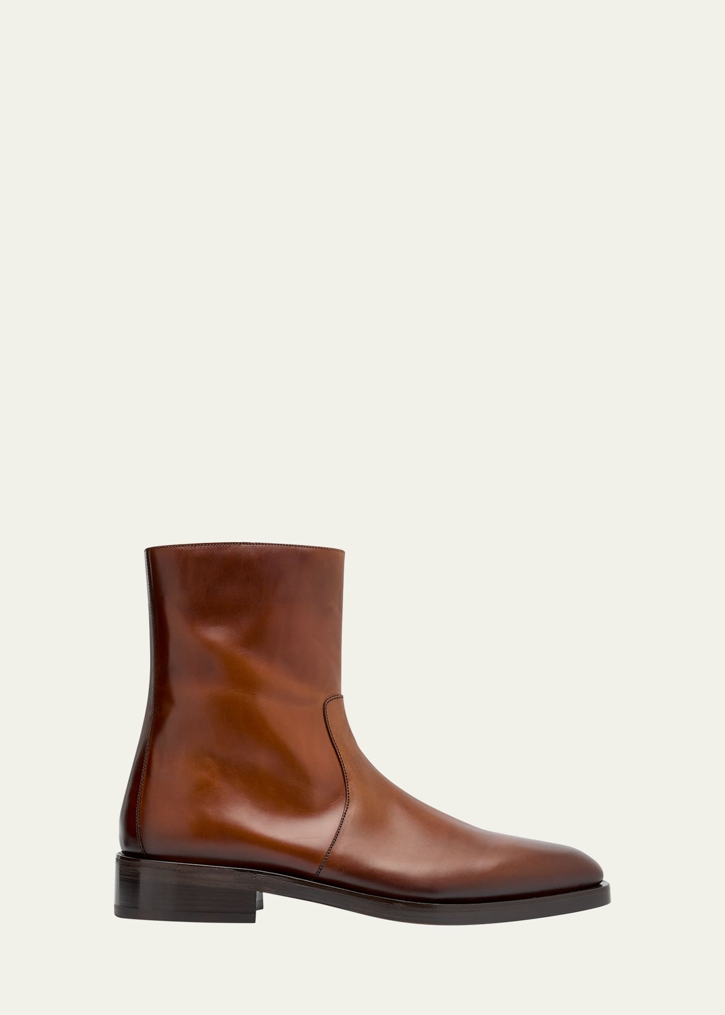 Ferragamo Men's Gerald Leather Zip Ankle Boots In New Vicuna