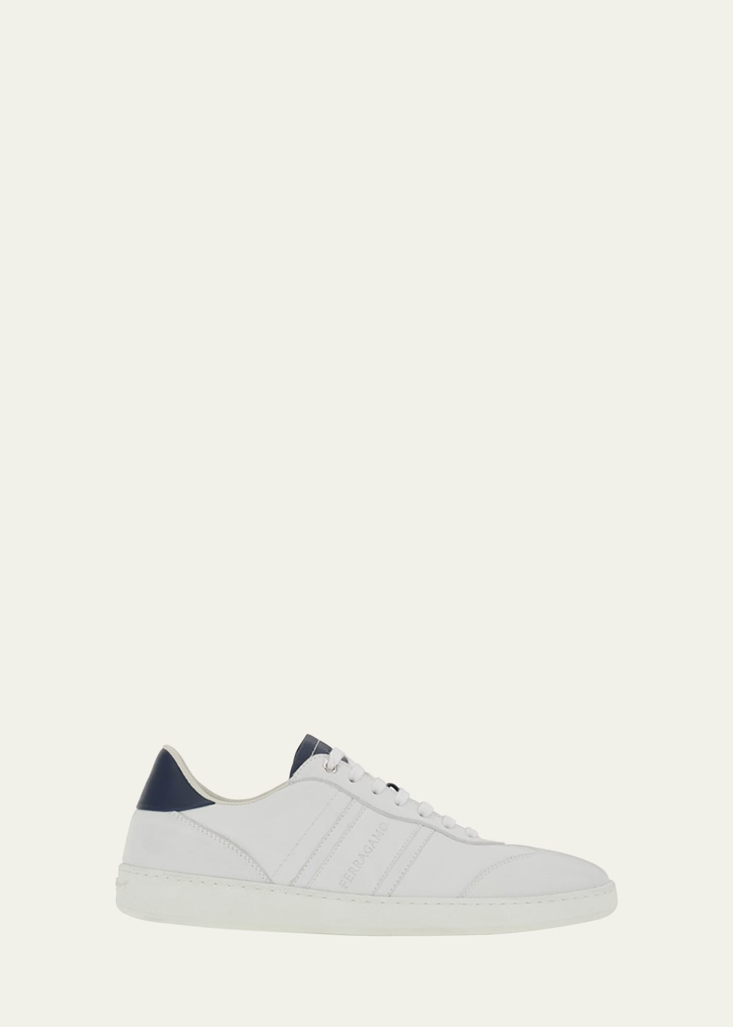 Ferragamo White Low Top Signature Sneakers In Bianco