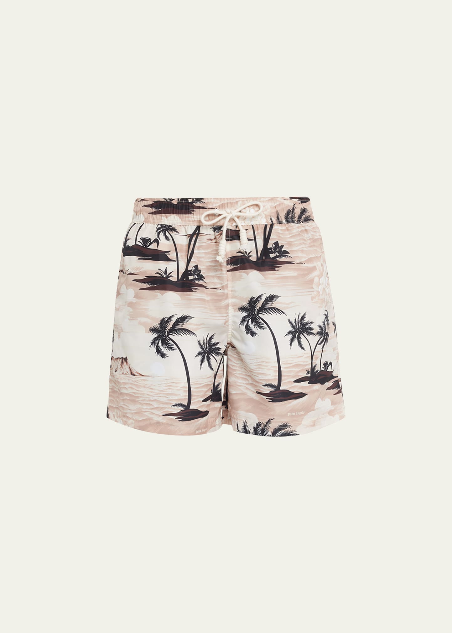 Palm Angels Hawaiian Dream Drawstring Swim Shorts In Beige