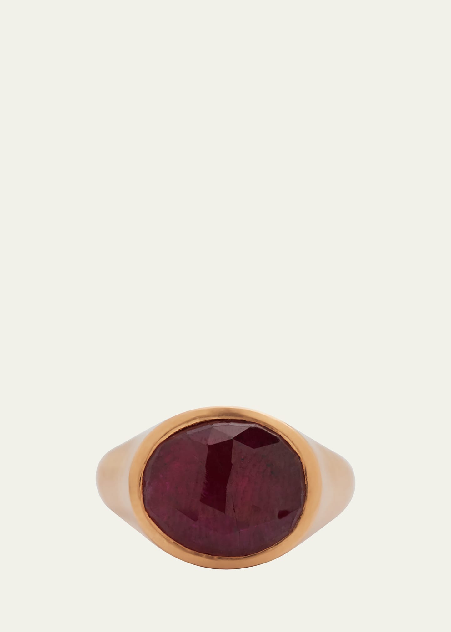 Men's 18K Rose Gold Ruby Solitaire Ring