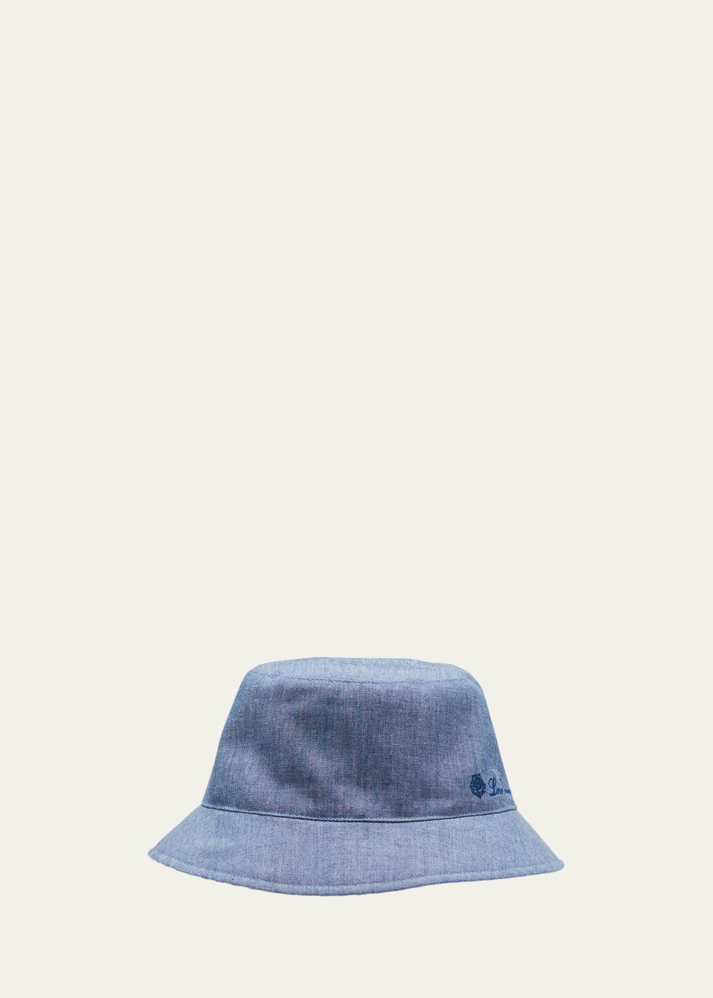 Loro Piana Reversible Logo-embroidered Cotton-chambray And Linen Bucket Hat In Blue