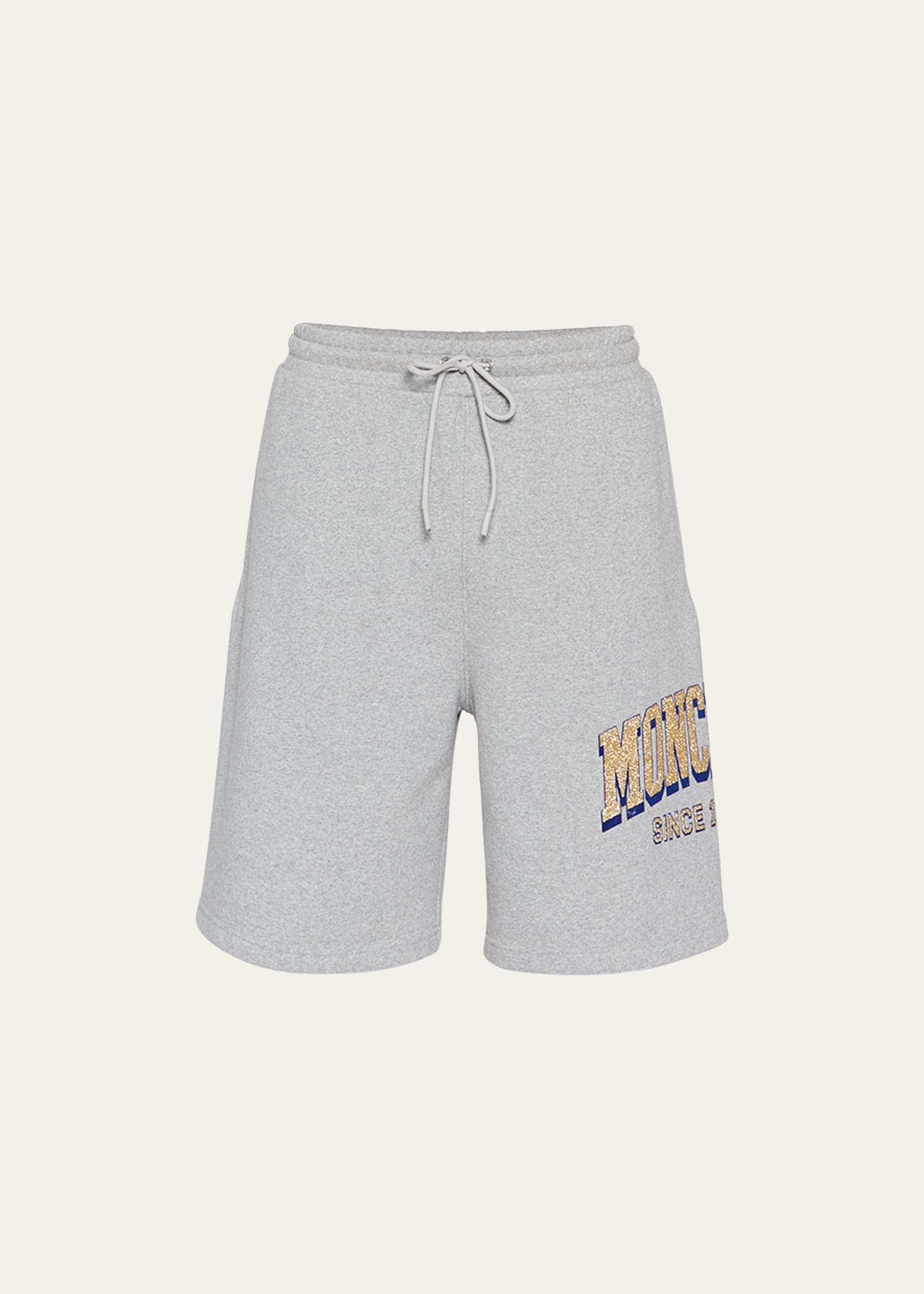 Moncler Grey Logo Print Shorts In Light Grey